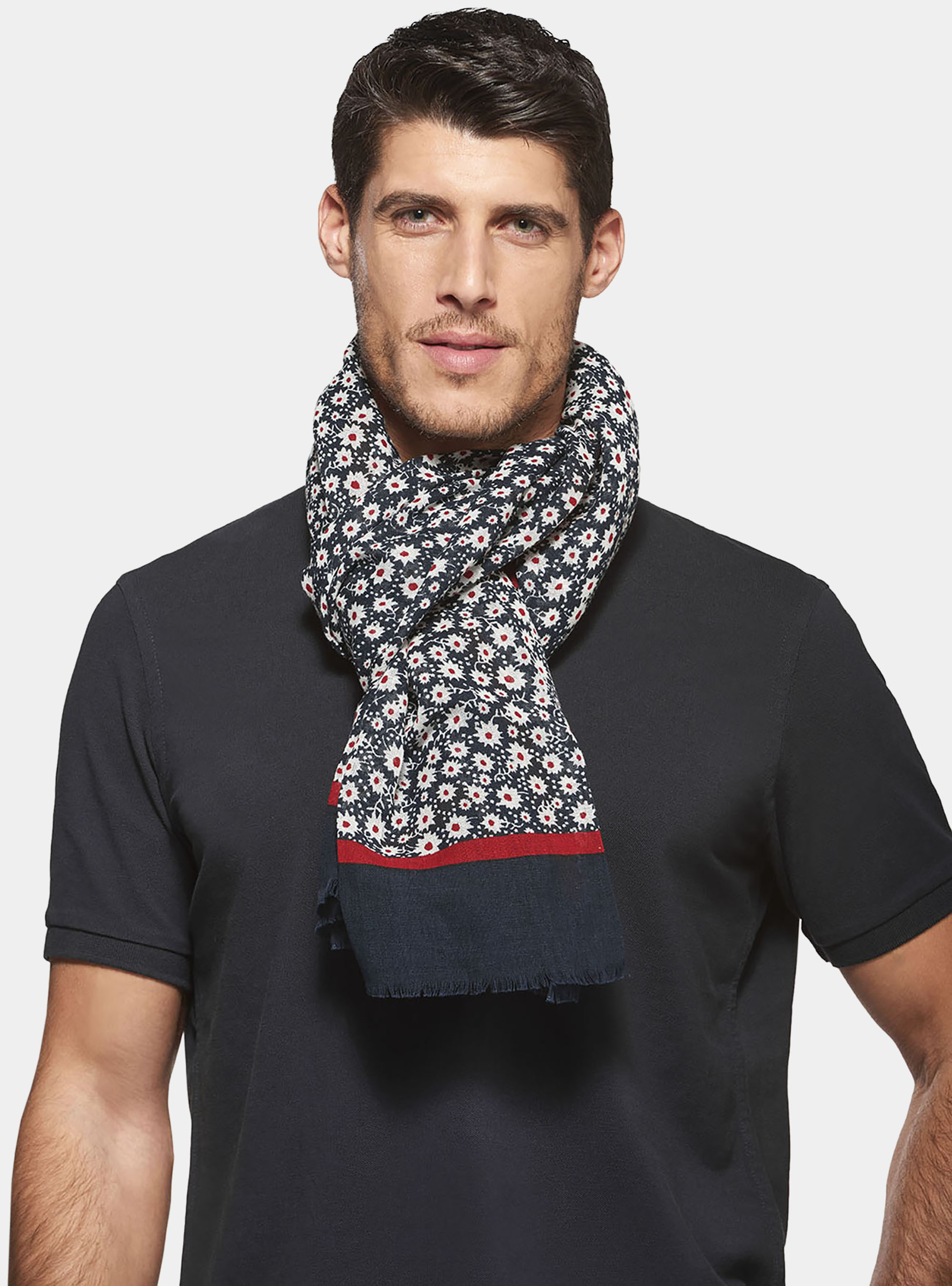 Sciarpa fantasia margherite, BLU NAVY