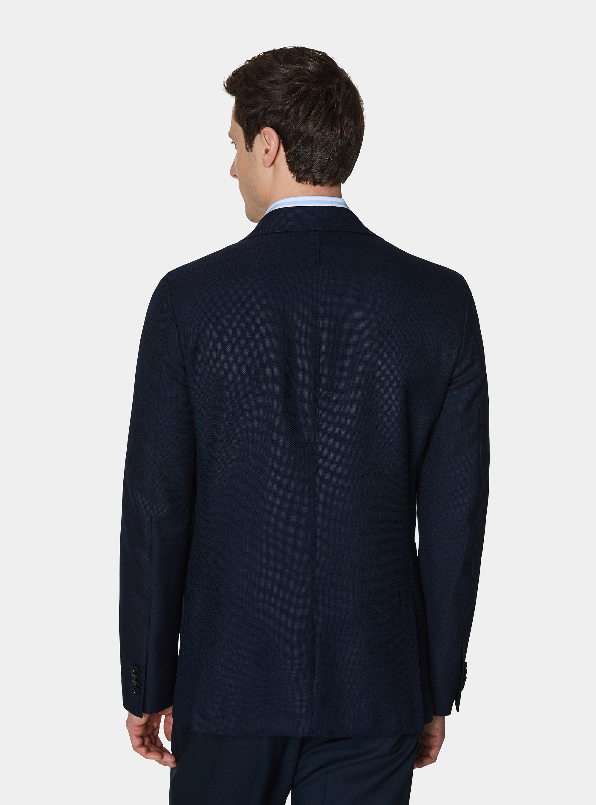 Giacca hopsack in lana Vitale Barberis Canonico, BLU NAVY