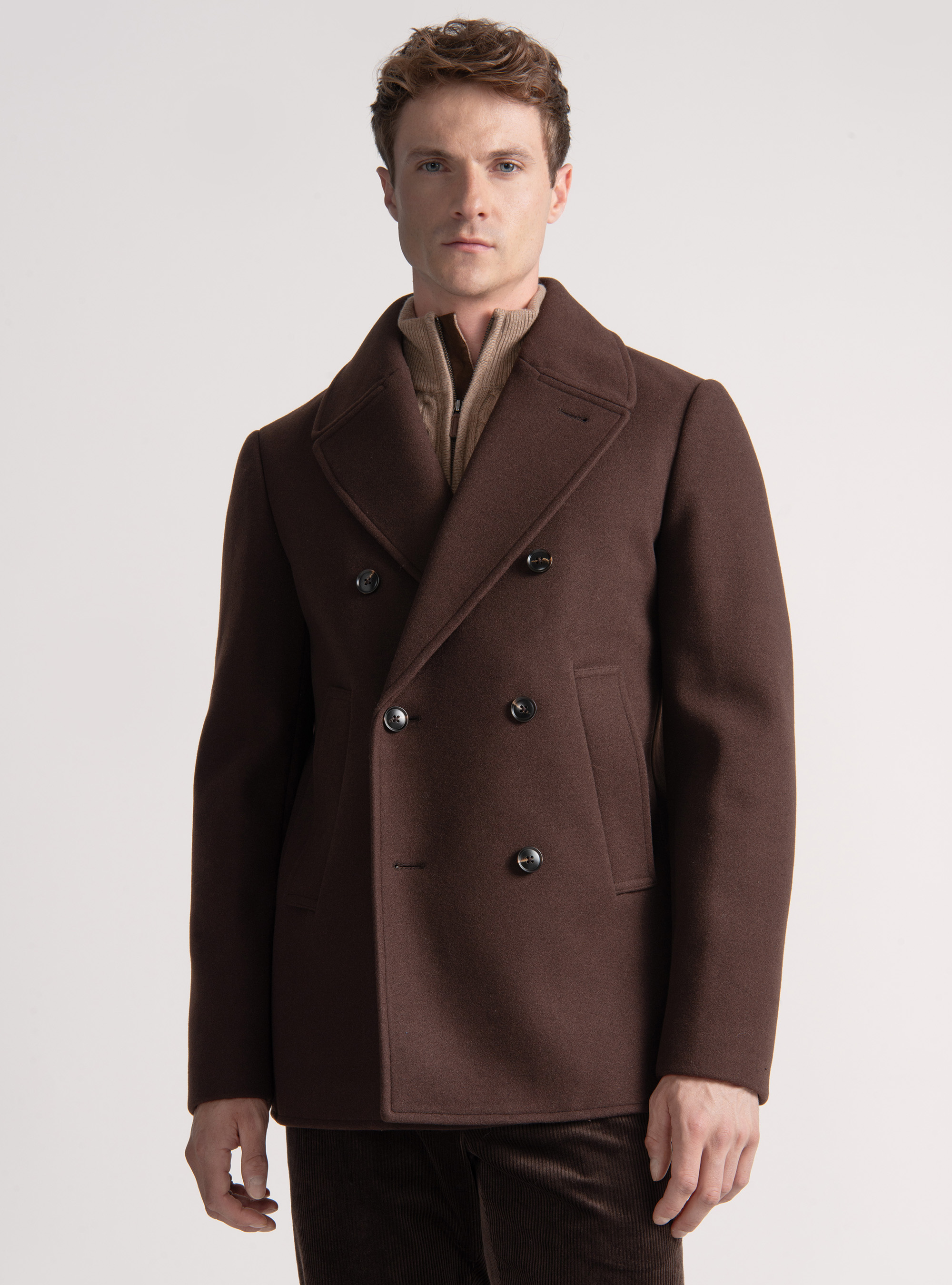 Peacoat tinta unita, MARRONE