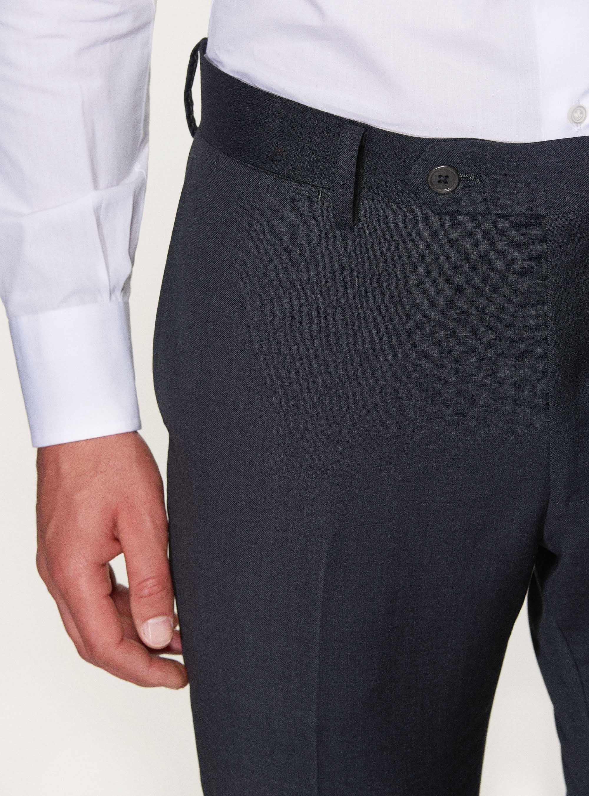 Pantaloni per abito in pura lana superfine 120's, ASFALTO