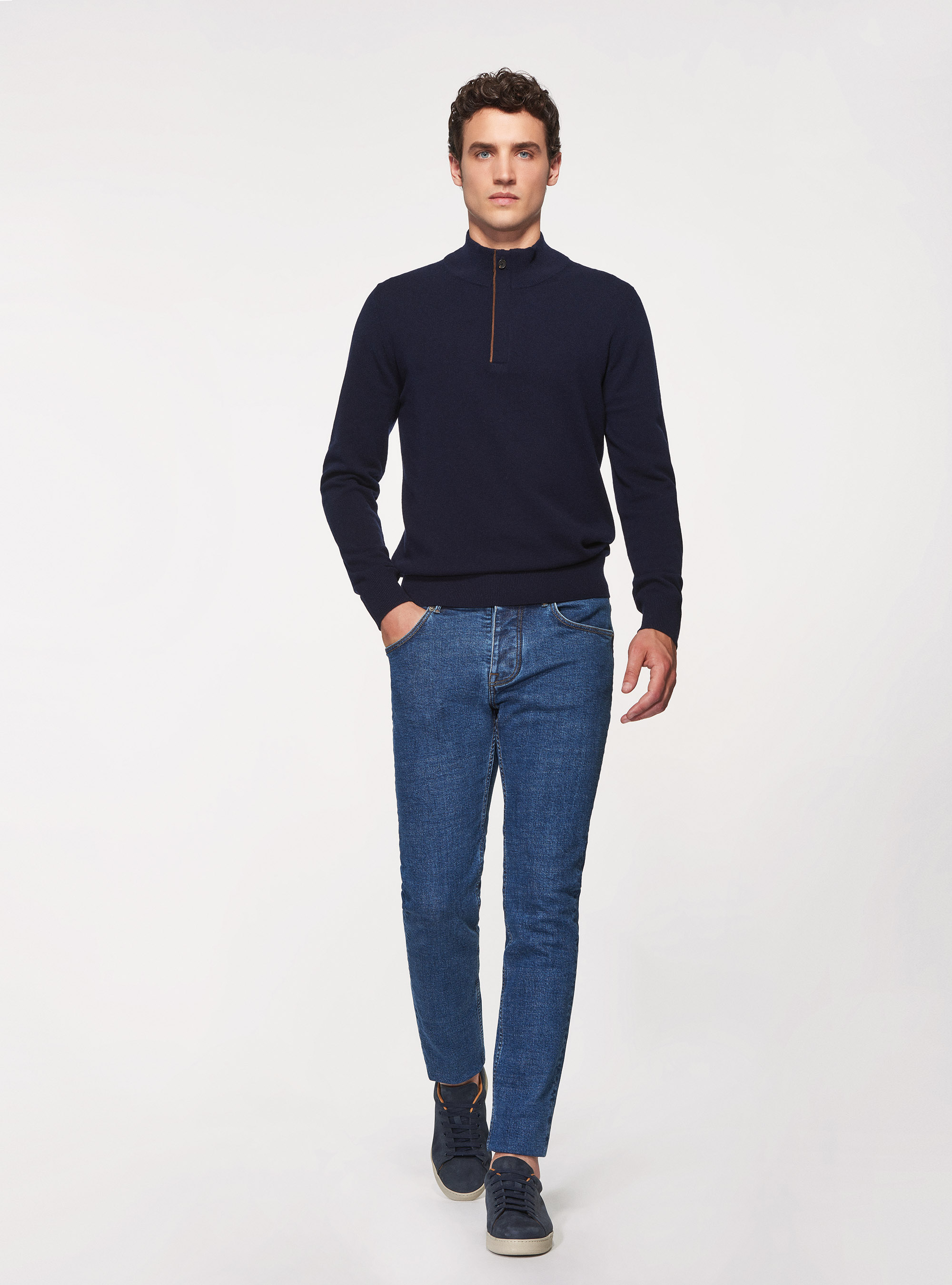 Jeans regular fit slavato, BLU NAVY