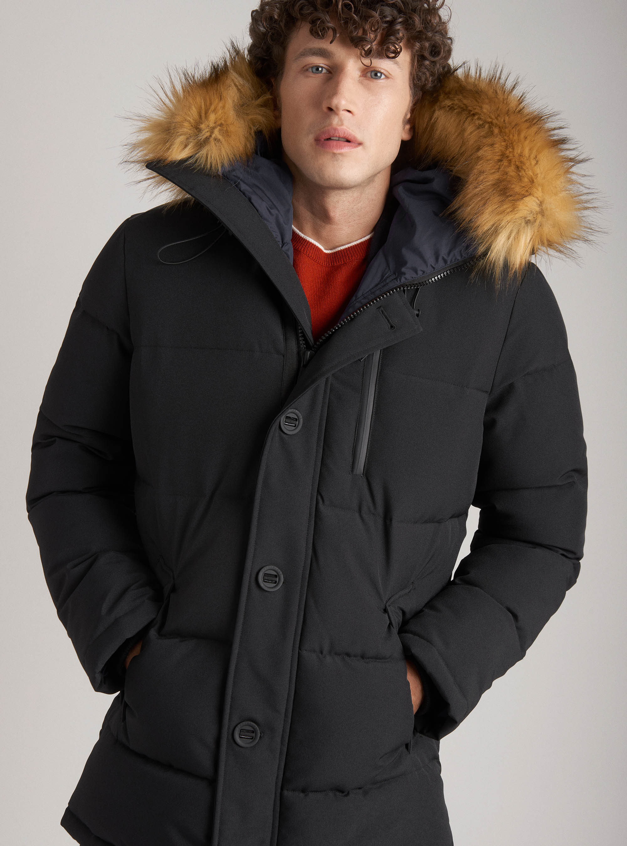 Giubbotto imbottito trapuntato con cappuccio, BLU NAVY