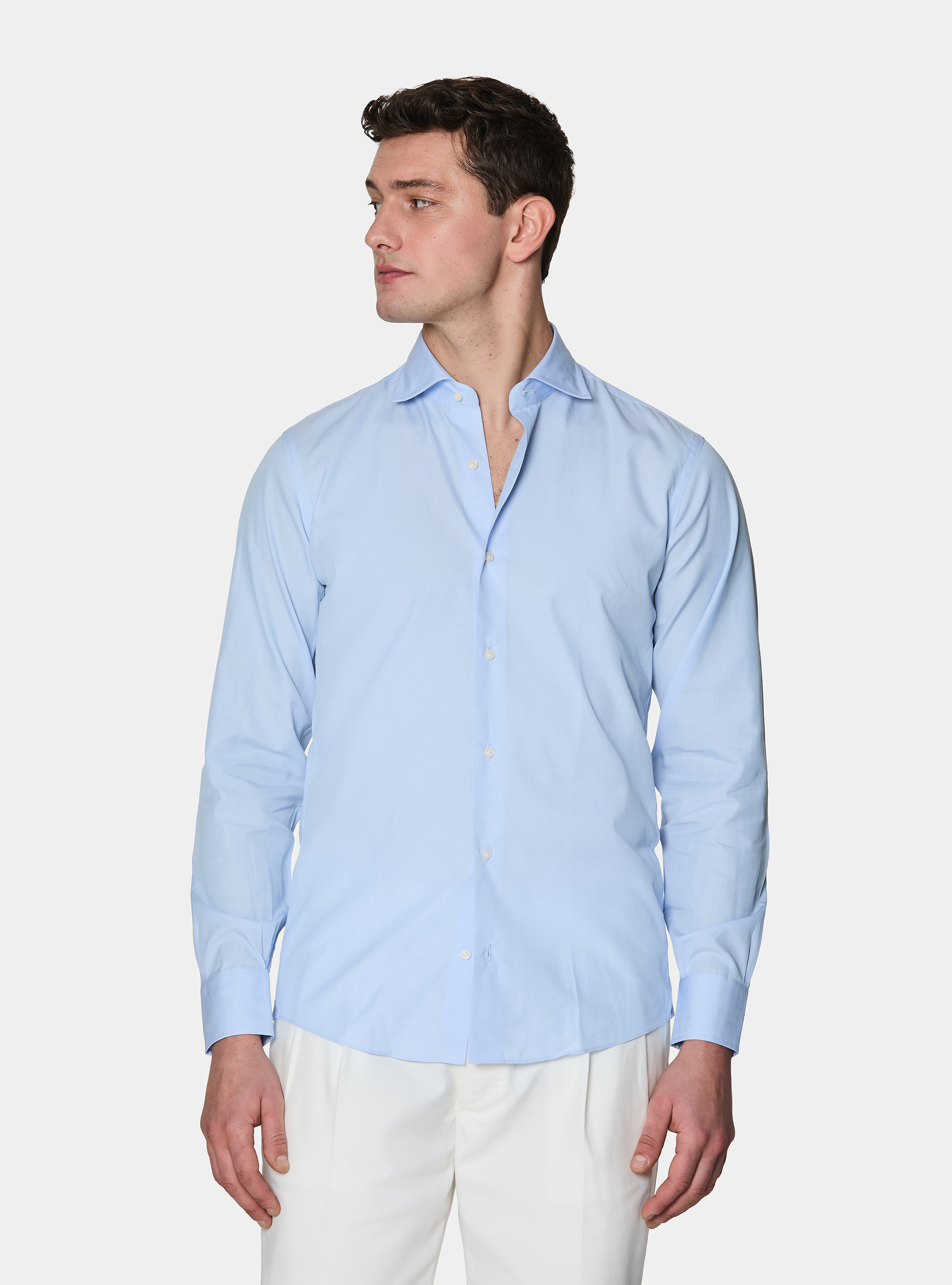 Chemise en coton fil &agrave; fil, BLEU CIEL