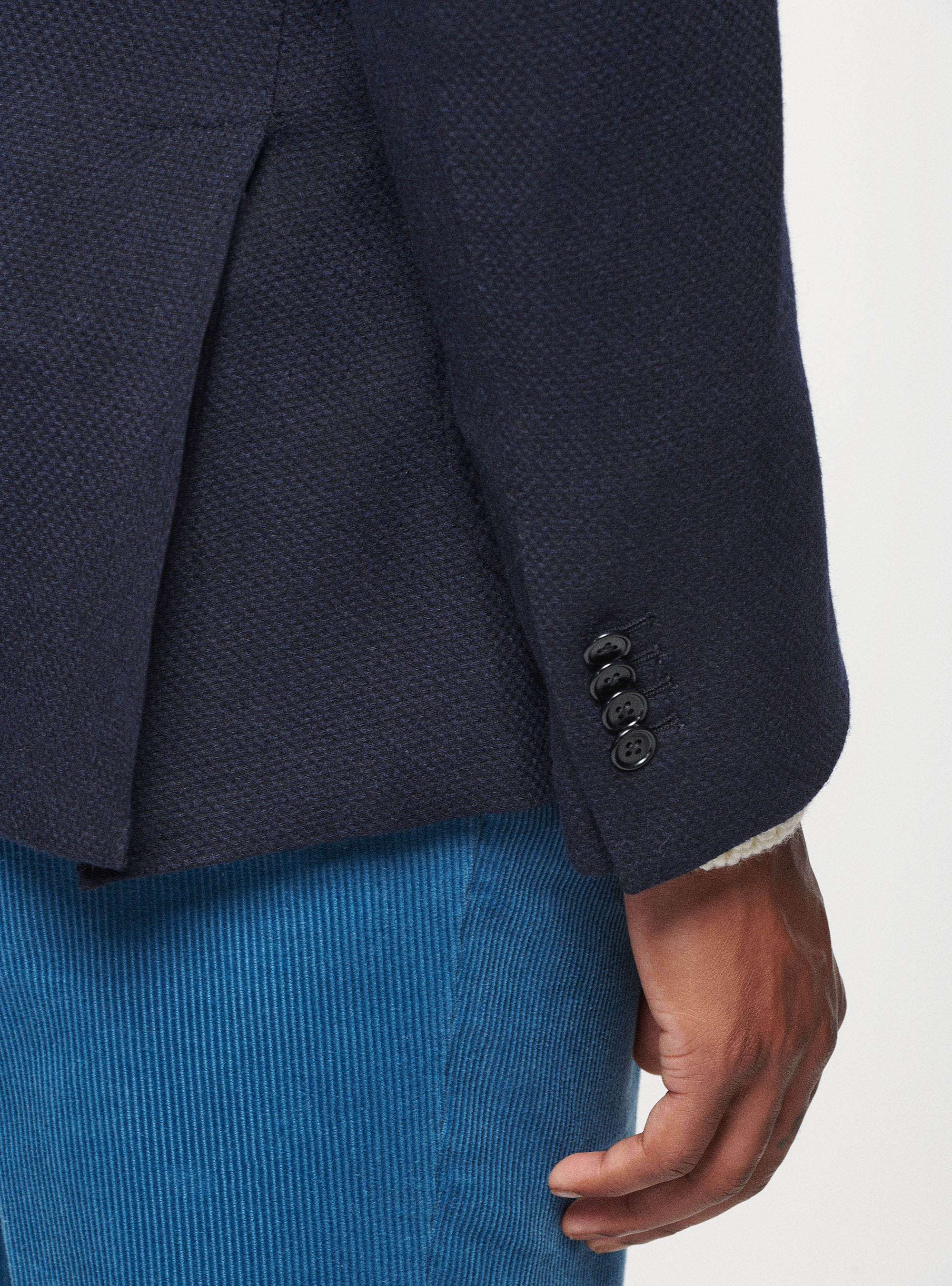 Giacca in lana cotone e cashmere, BLU NAVY