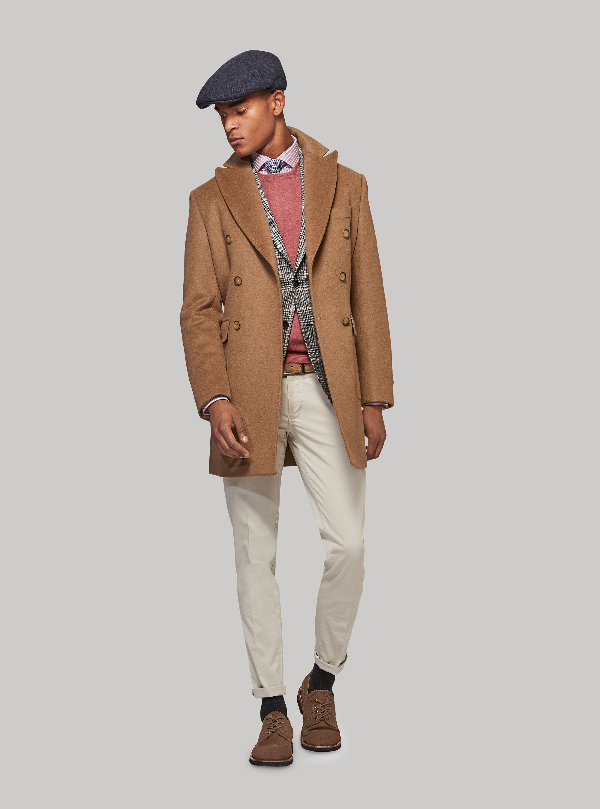 Cappotto doppiopetto in pura lana, ECRU