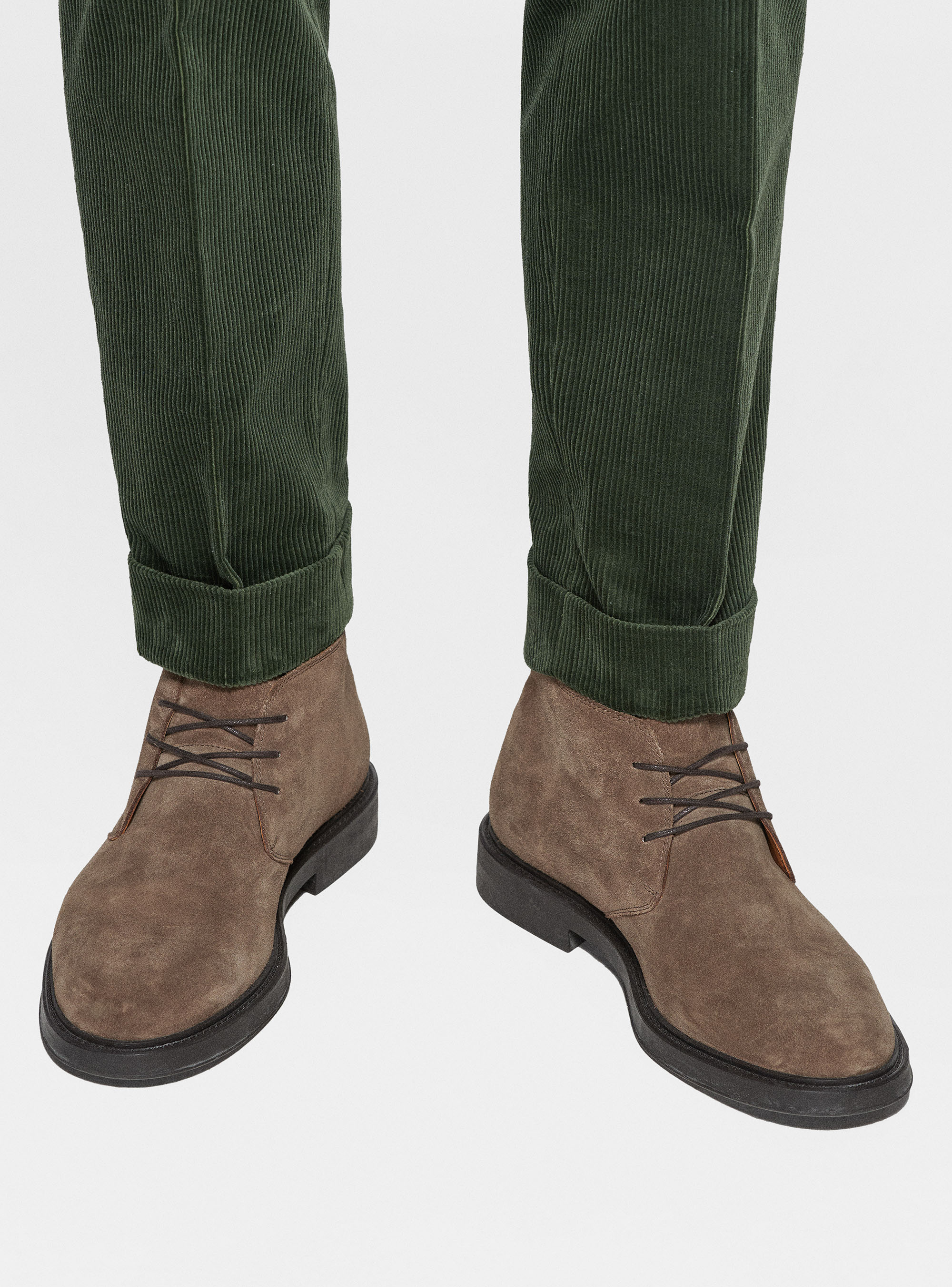 Pantaloni con pince in velluto Duca Visconti di Modrone, VERDE