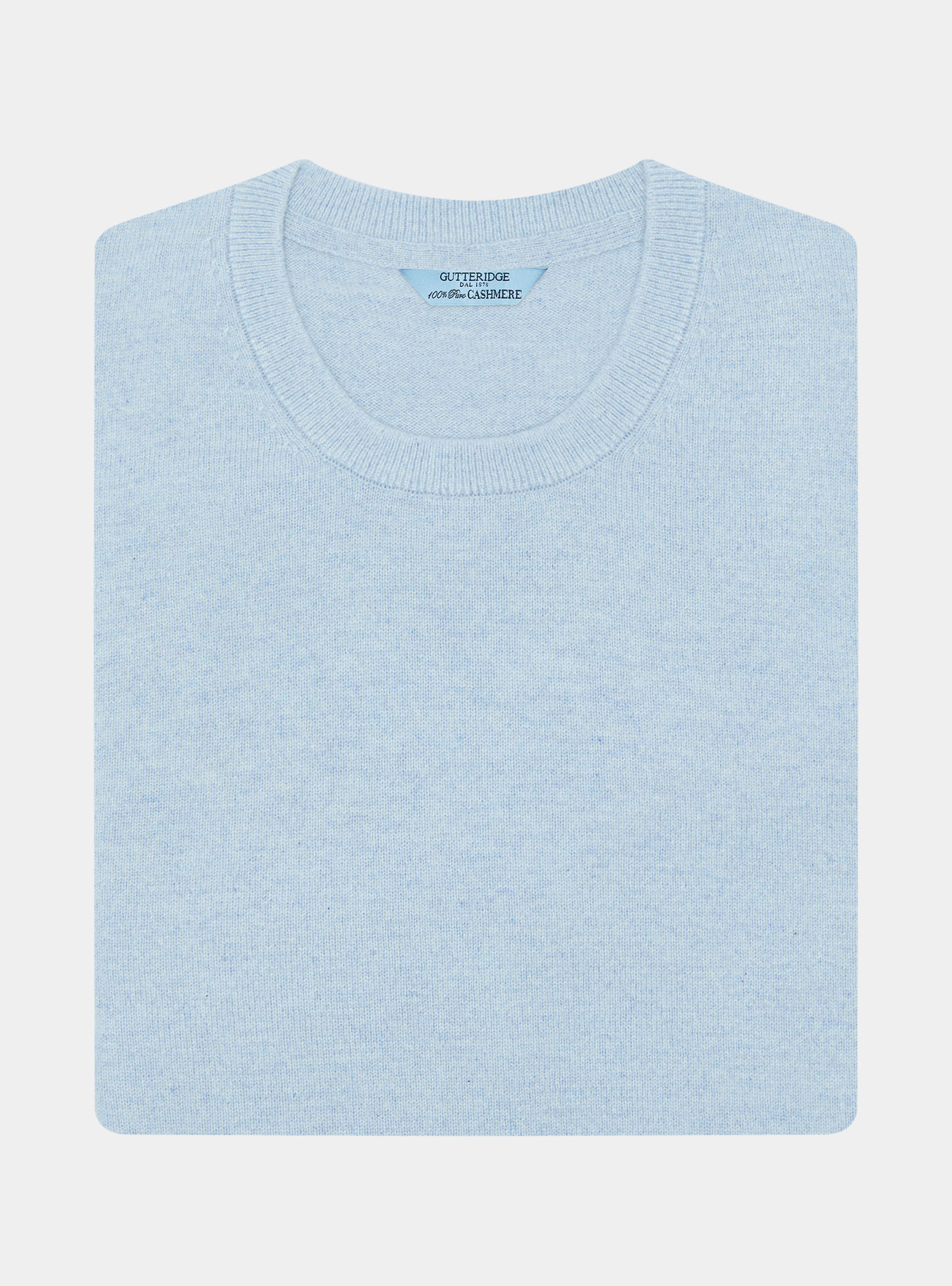 Maglia girocollo in 100% cashmere, 0266C AZZURRO