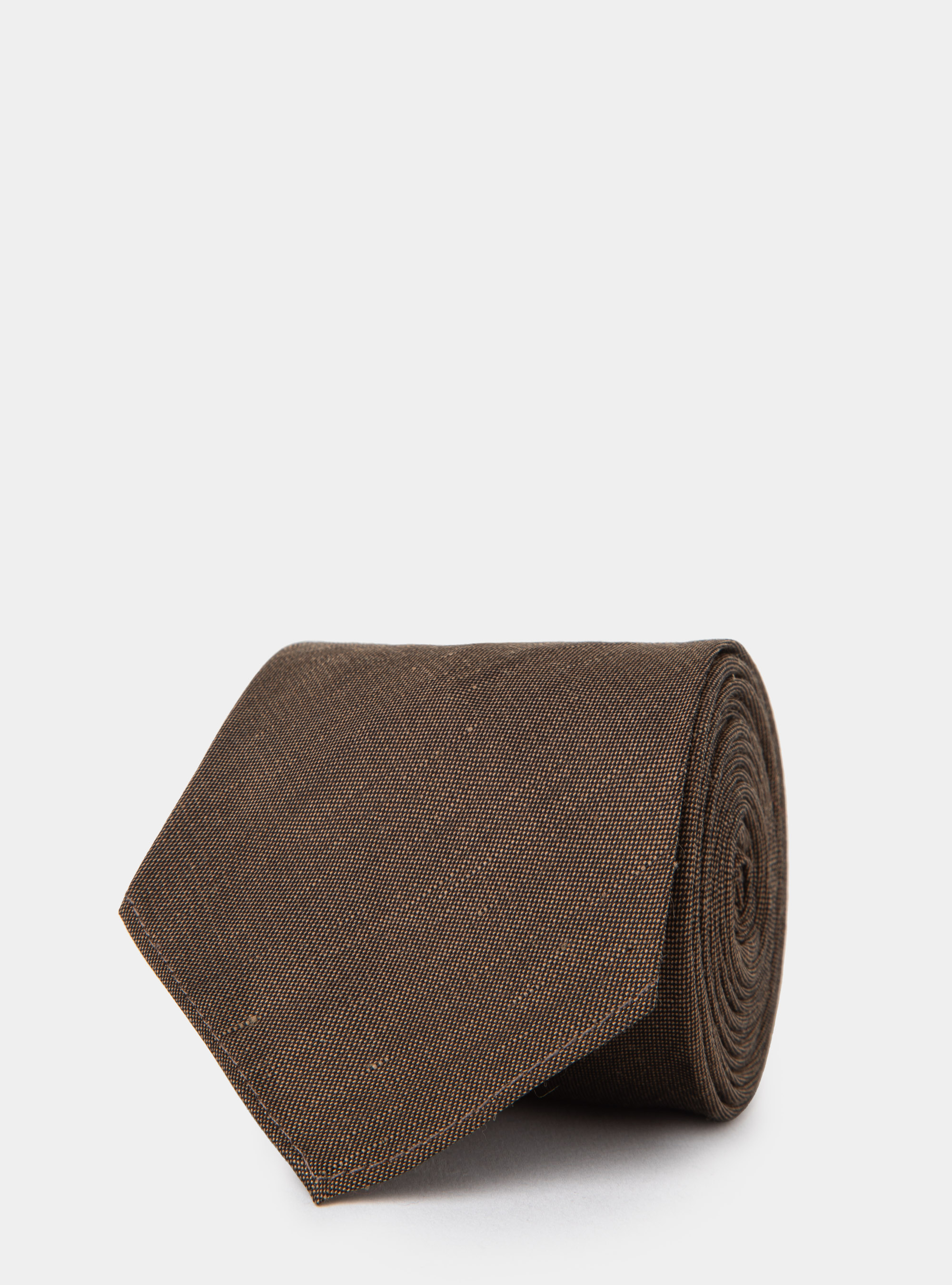 Cravatta in seta e lino, MARRONE