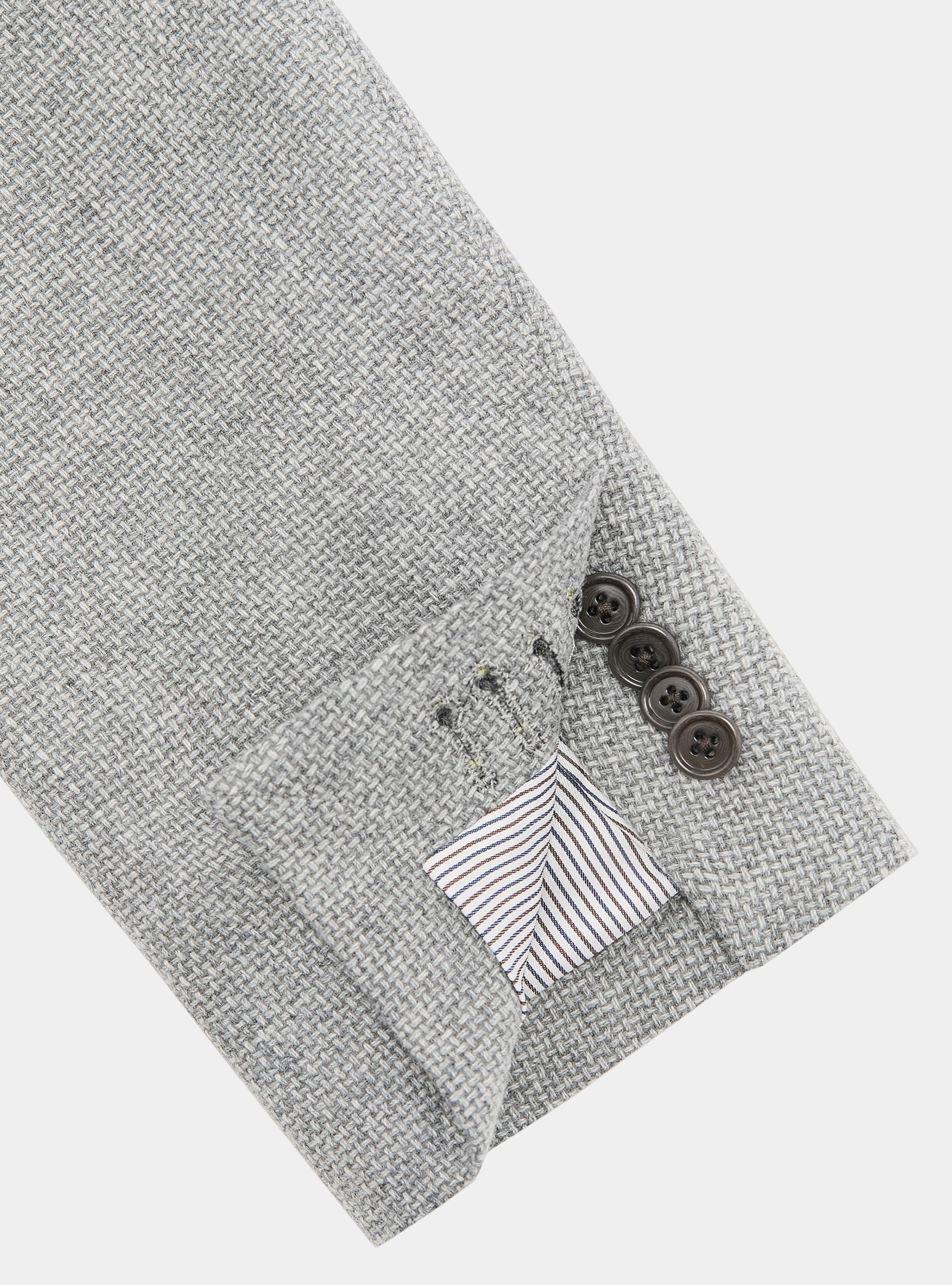 Giacca hopsack in lana cotone e cashmere, GRIGIO CHIARO