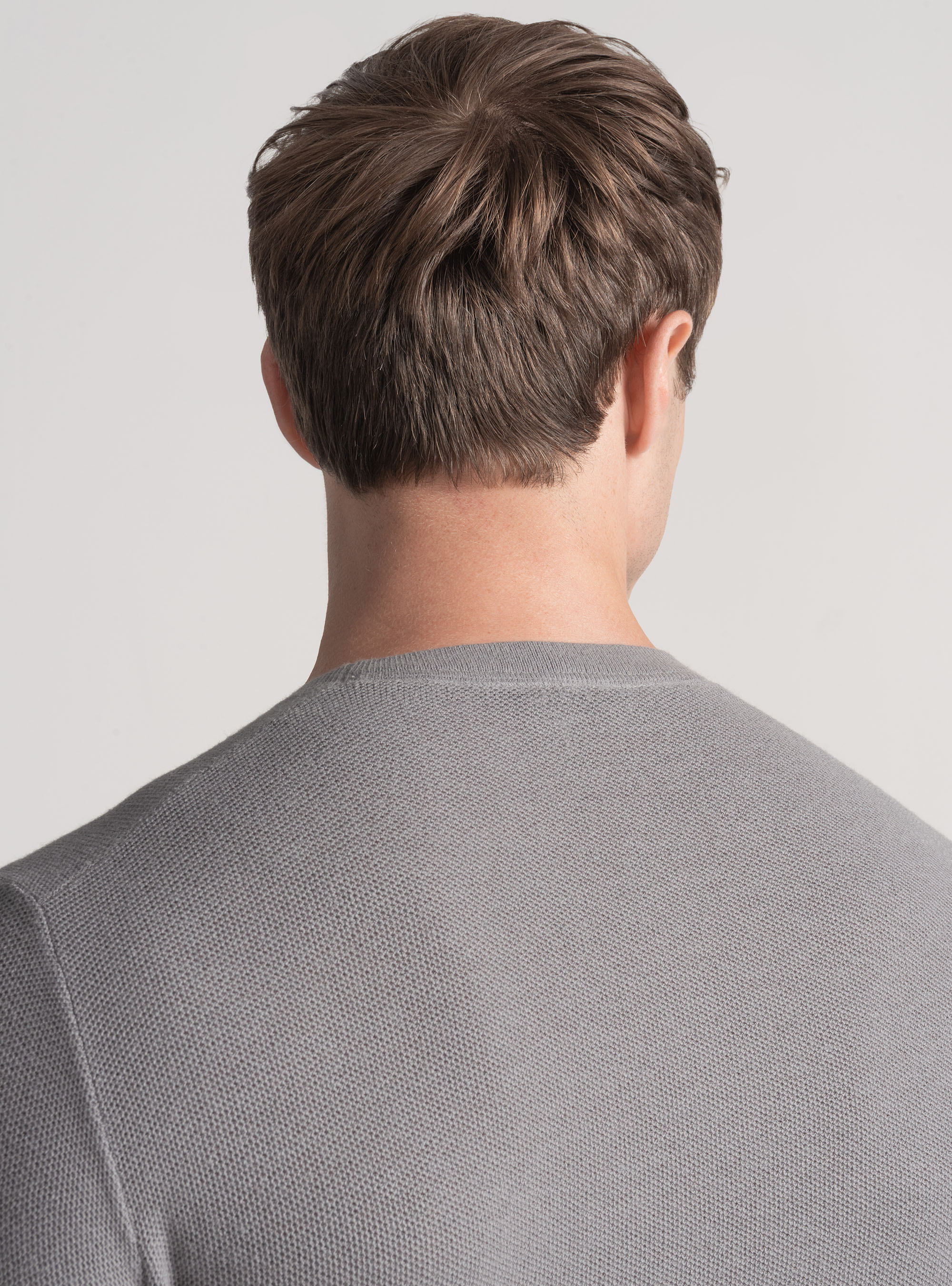 Trikot mit Rundhalsausschnitt aus Baumwolle und Kaschmir mit Wabenmuster, GRIGIO 0120C