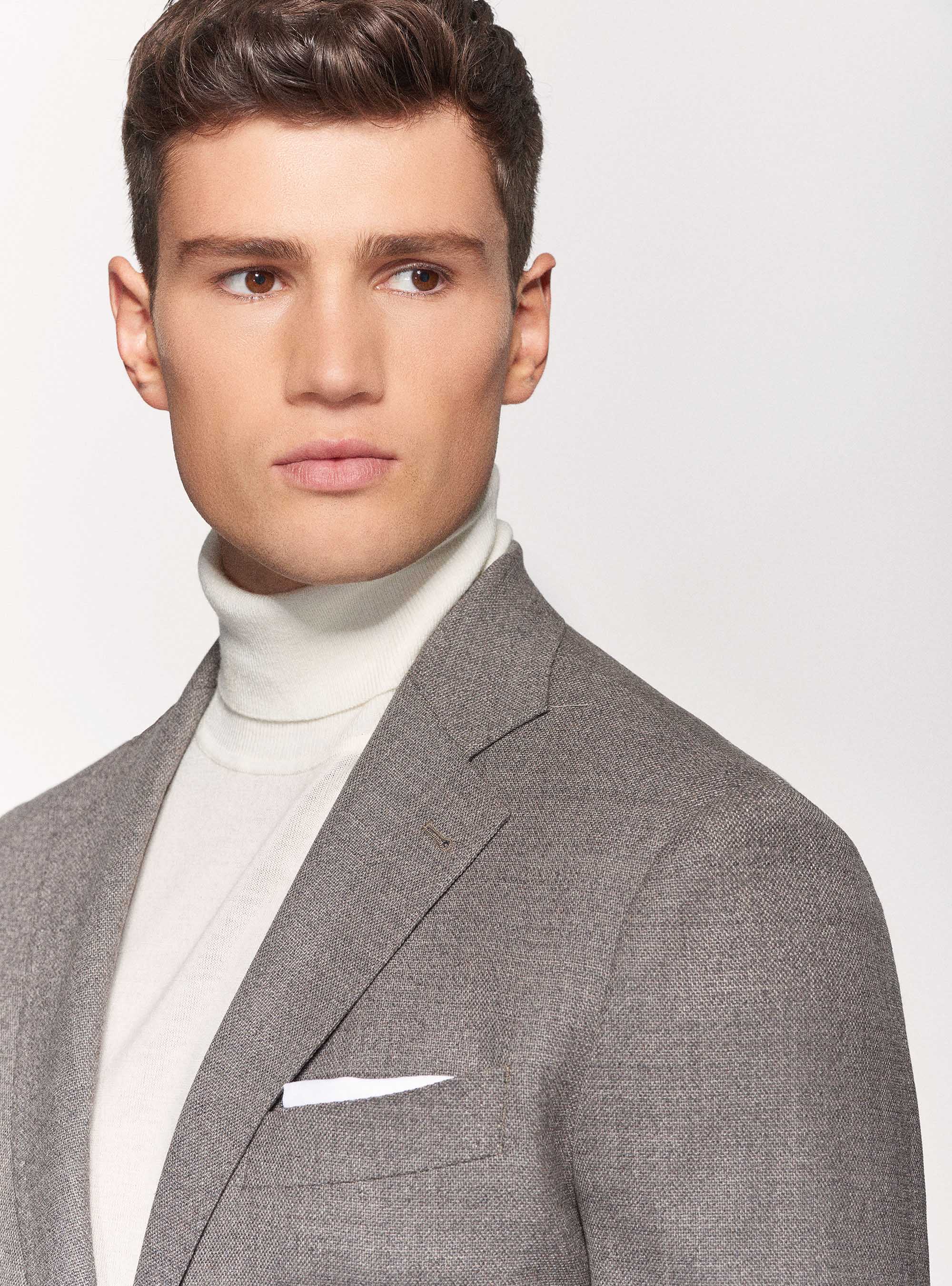 Giacca in lana stretch Reda Flexo, FANGO