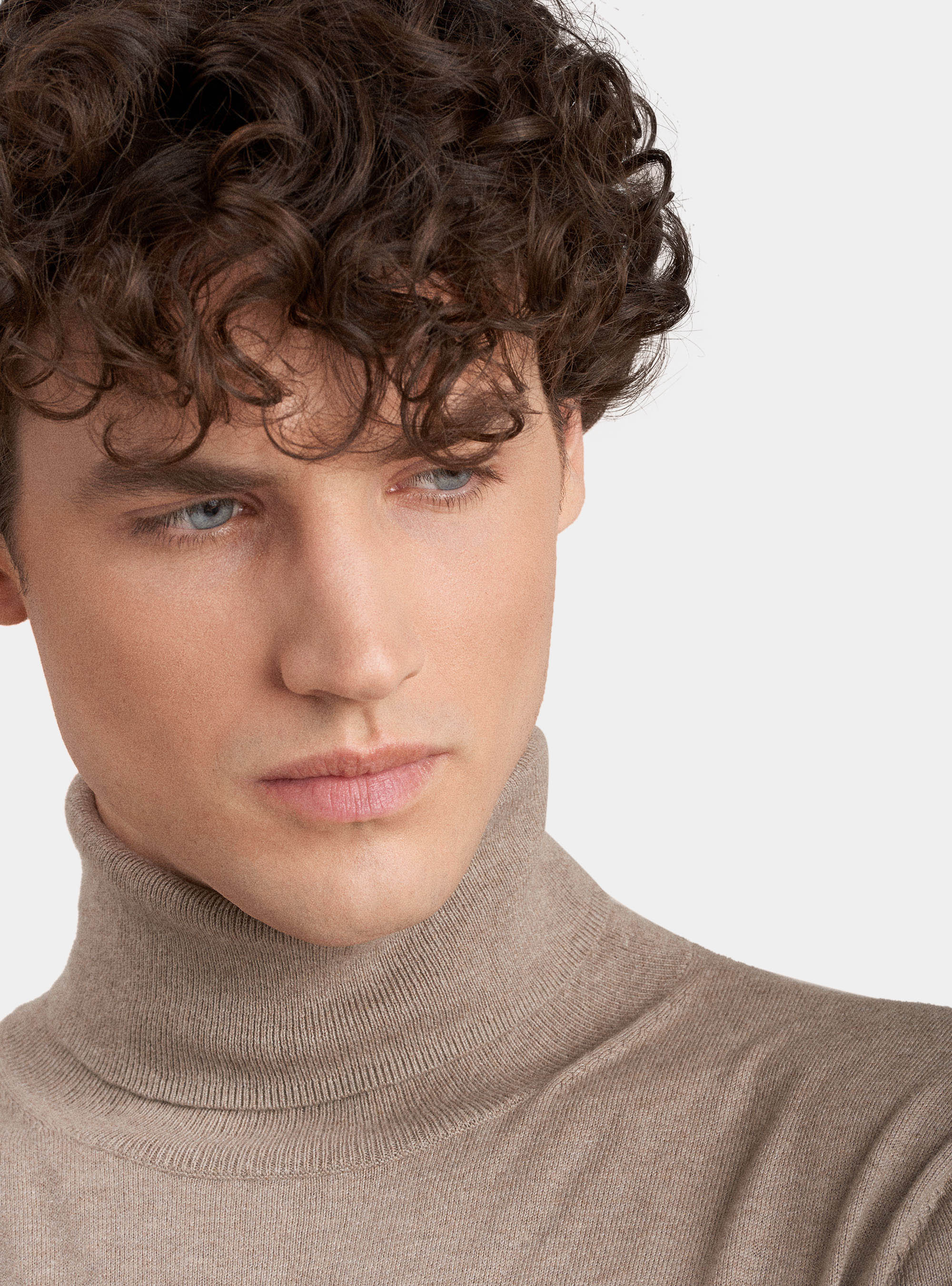 Maglia dolcevita in cotone seta e cashmere, ECRU