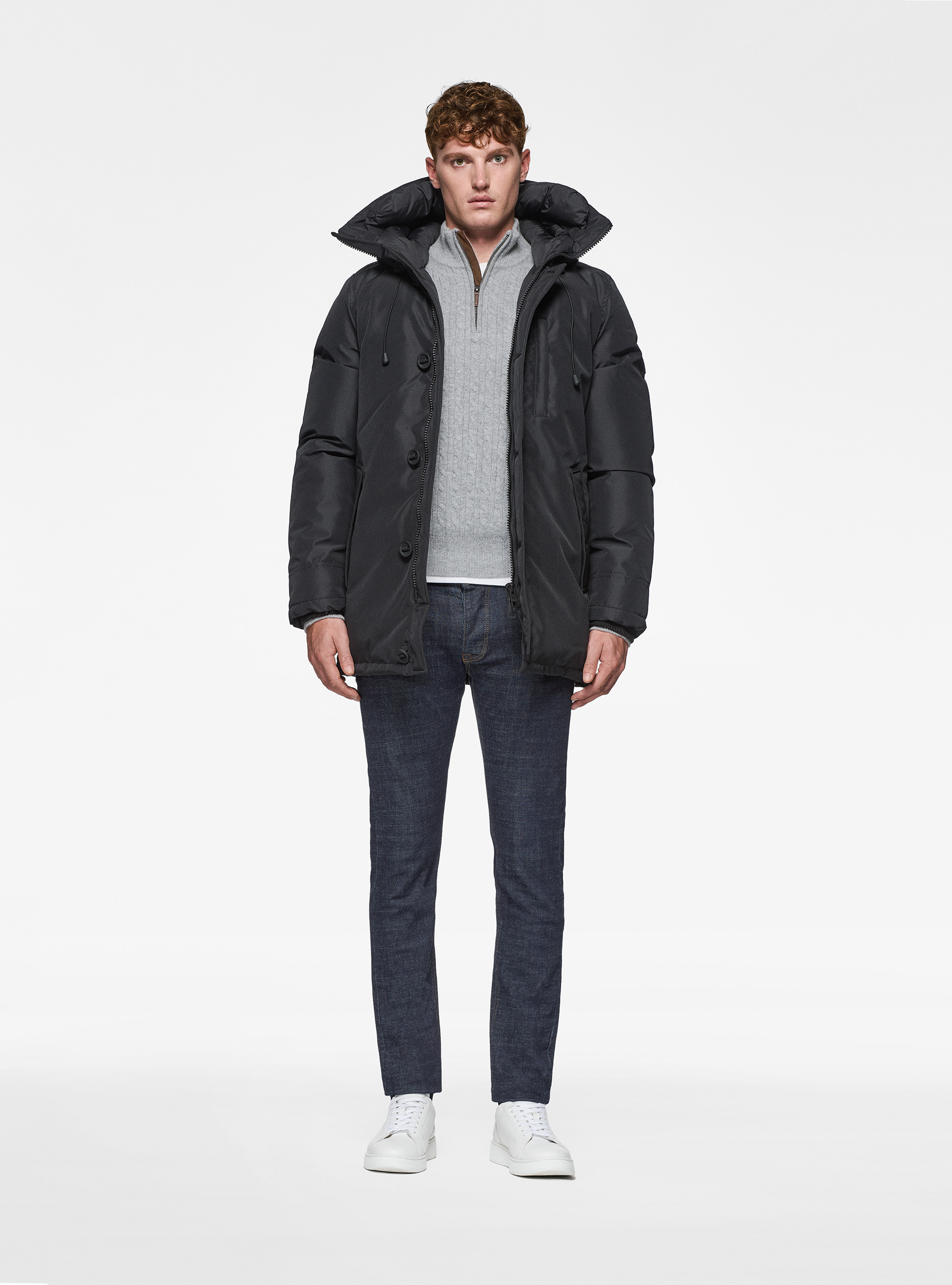 Padded technical parka, BLACK