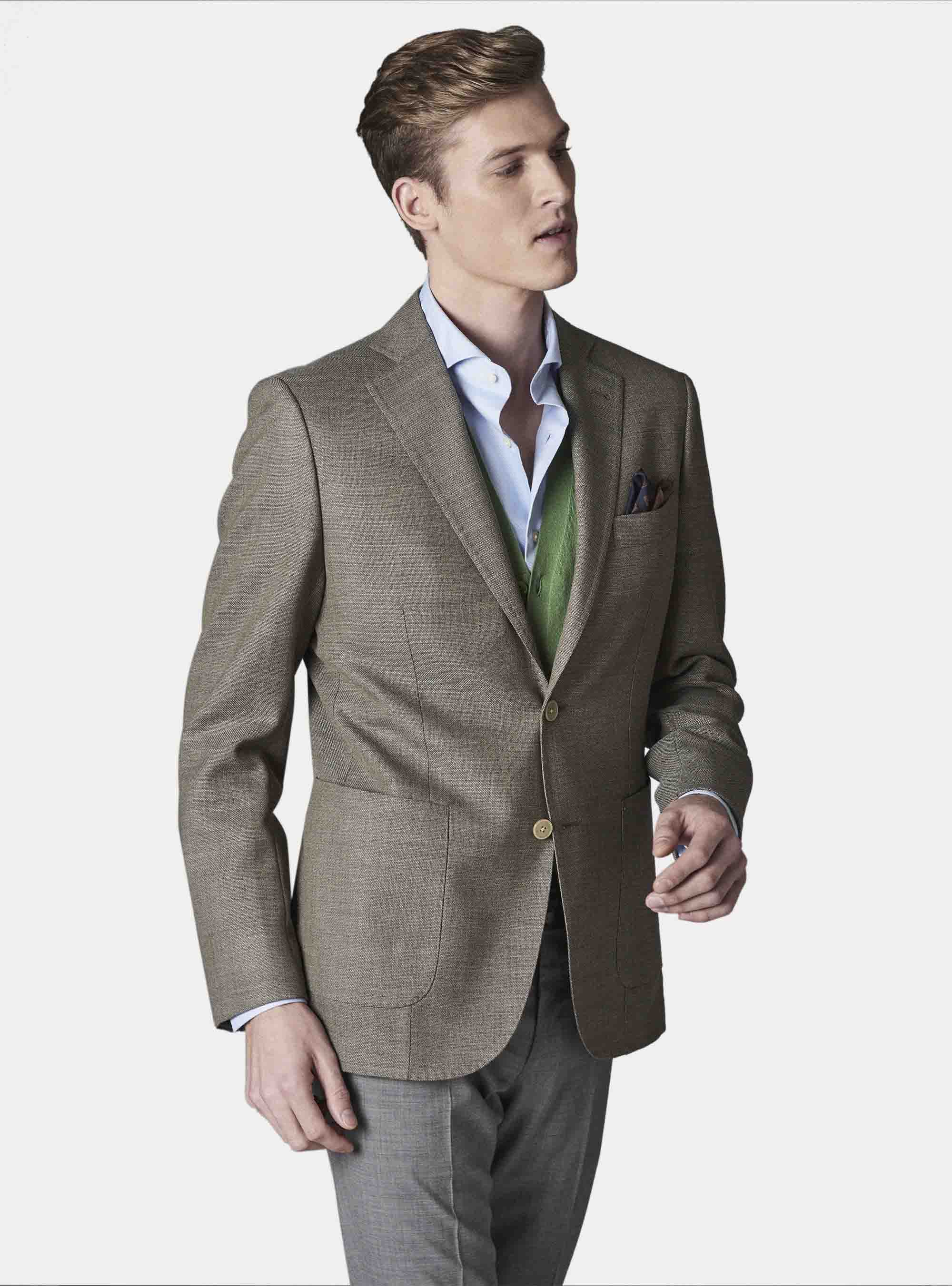 Super 100 wool blazer, MUD
