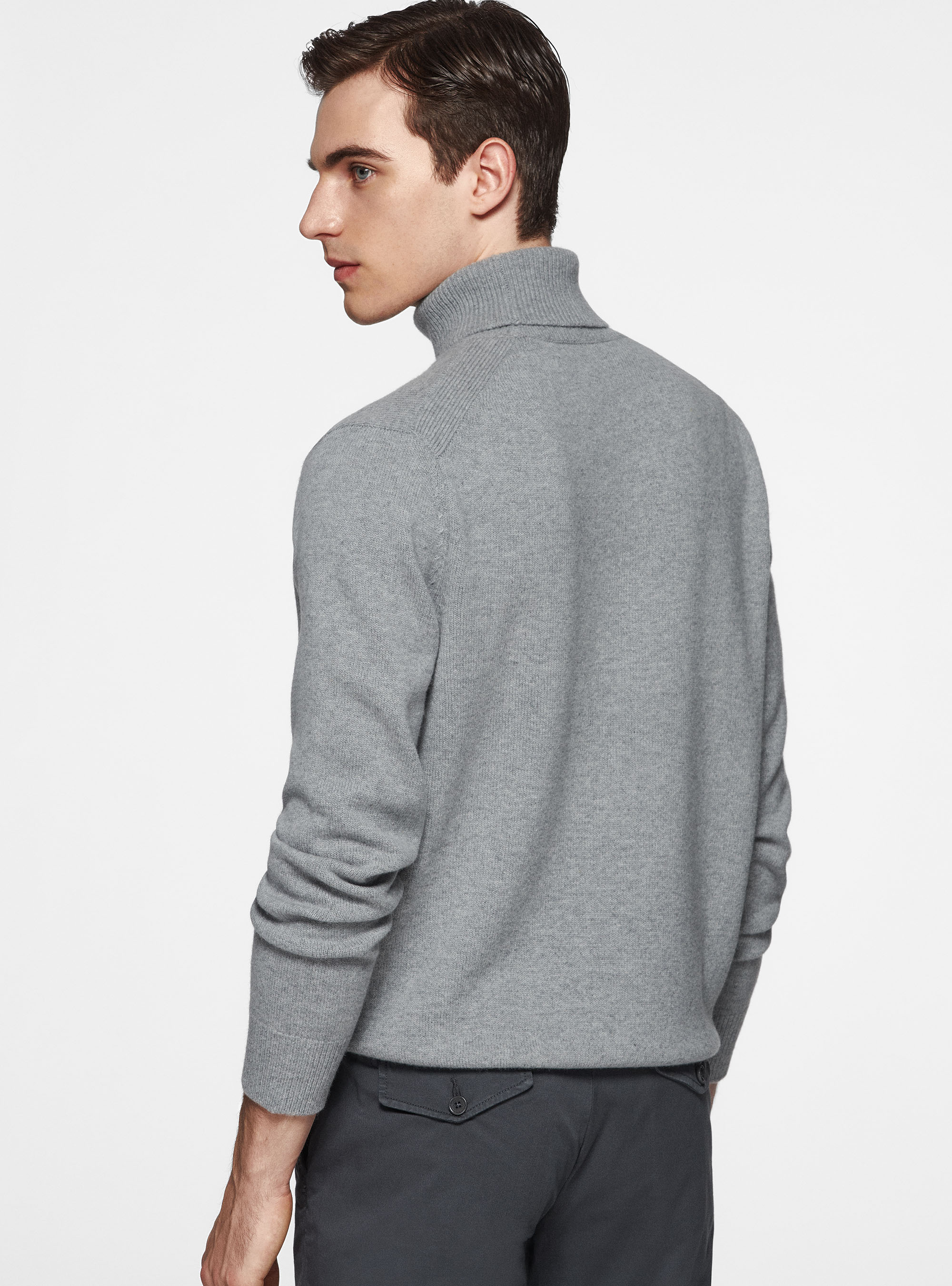 Punto de cuello alto de lana merina, GRIGIO MELANGE 0151C