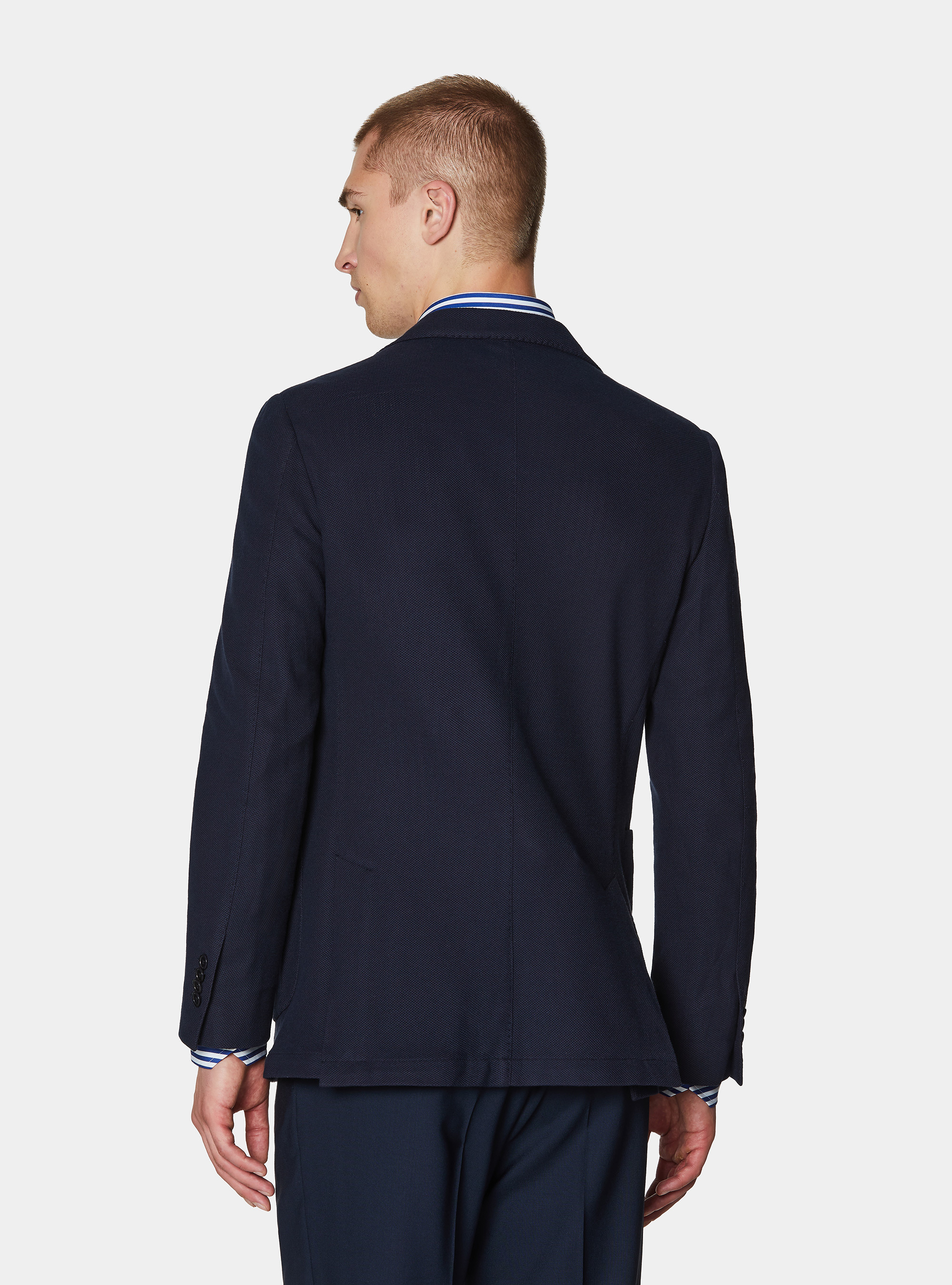 Americana de jersey de mezcla de algod&oacute;n, AZUL MARINO