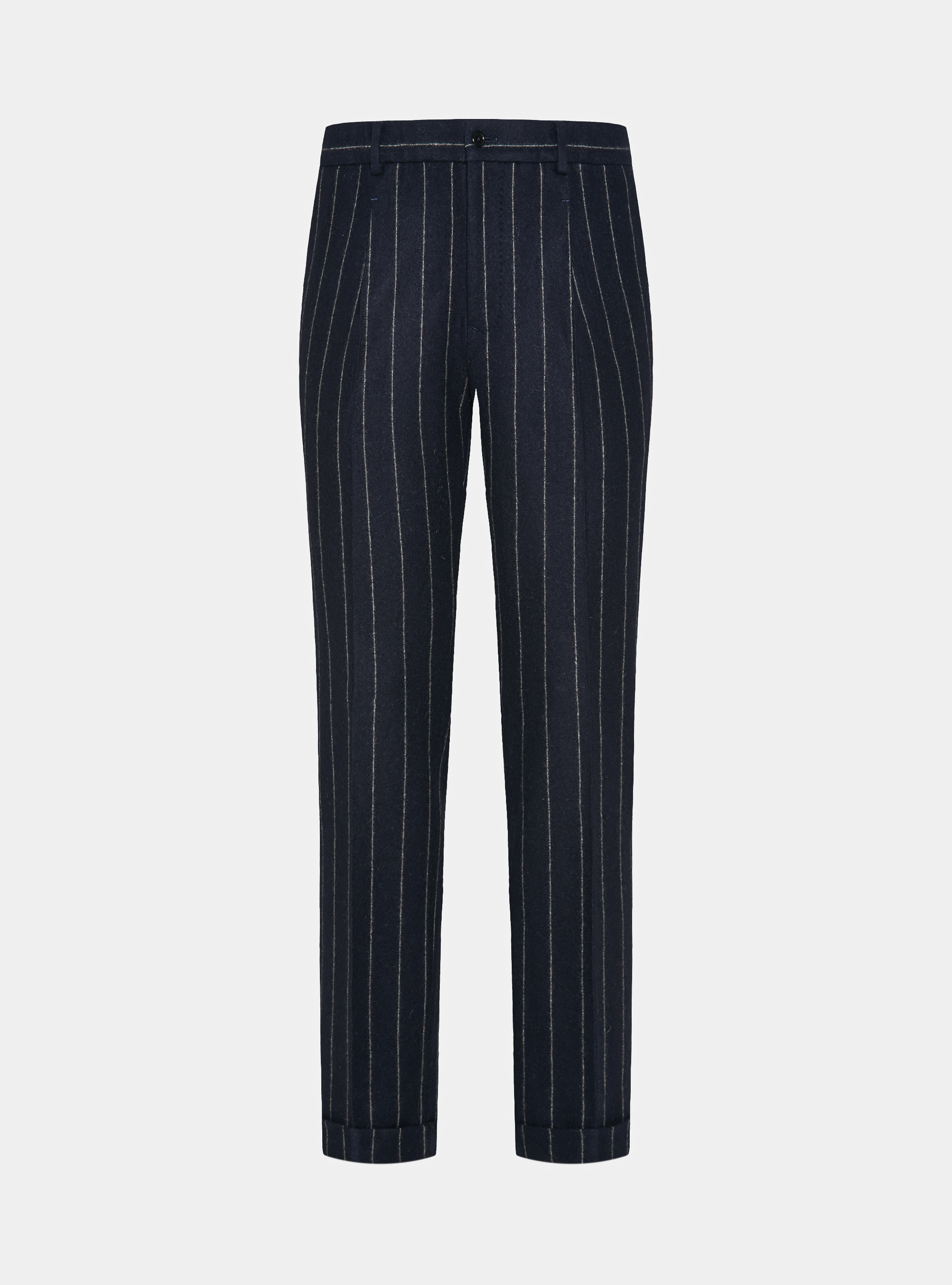 Pantalon de costume à double boutonnage en jersey à rayures, BLEU MARINE