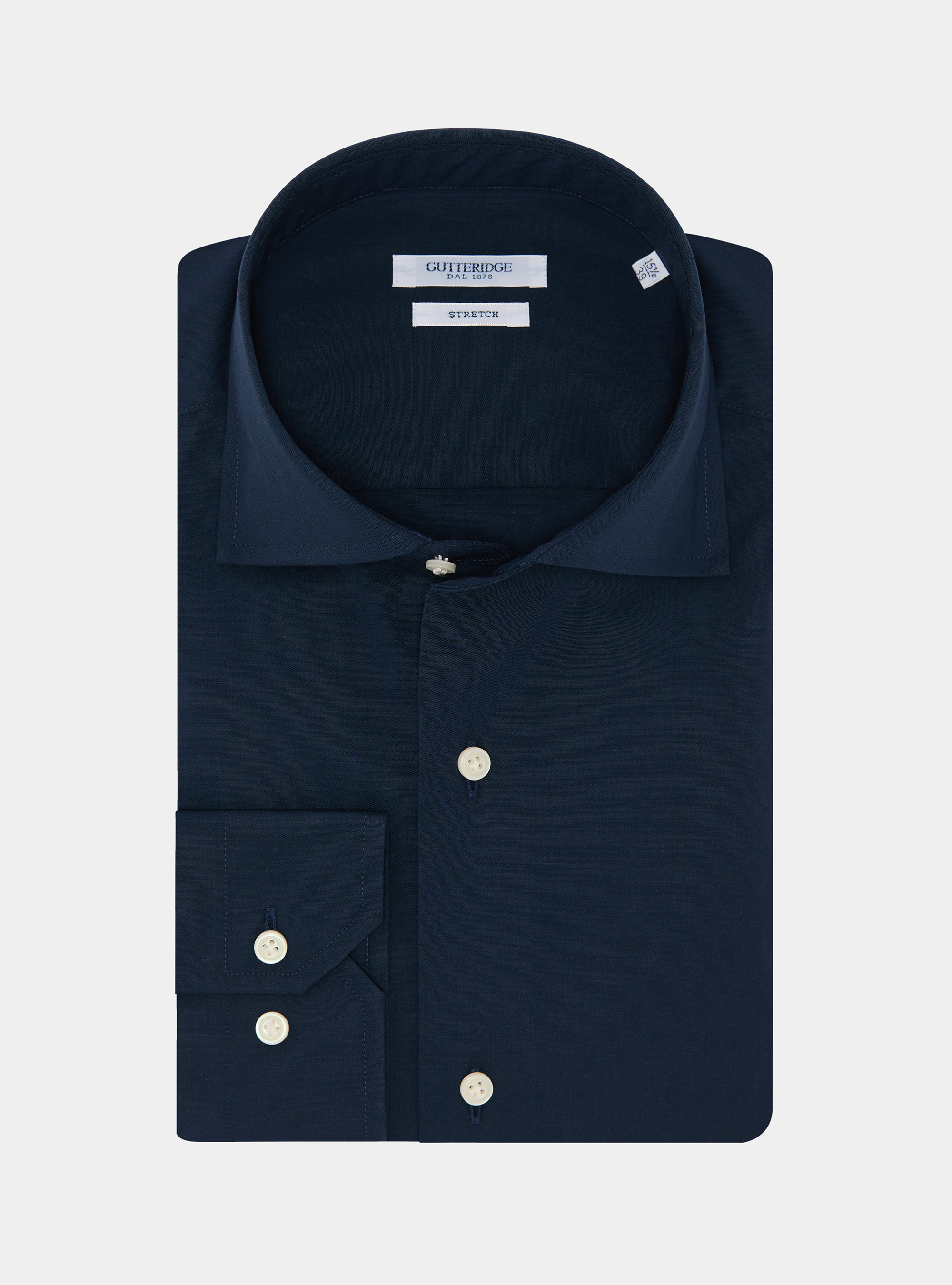 Cotton poplin stretch shirt, NAVY BLUE