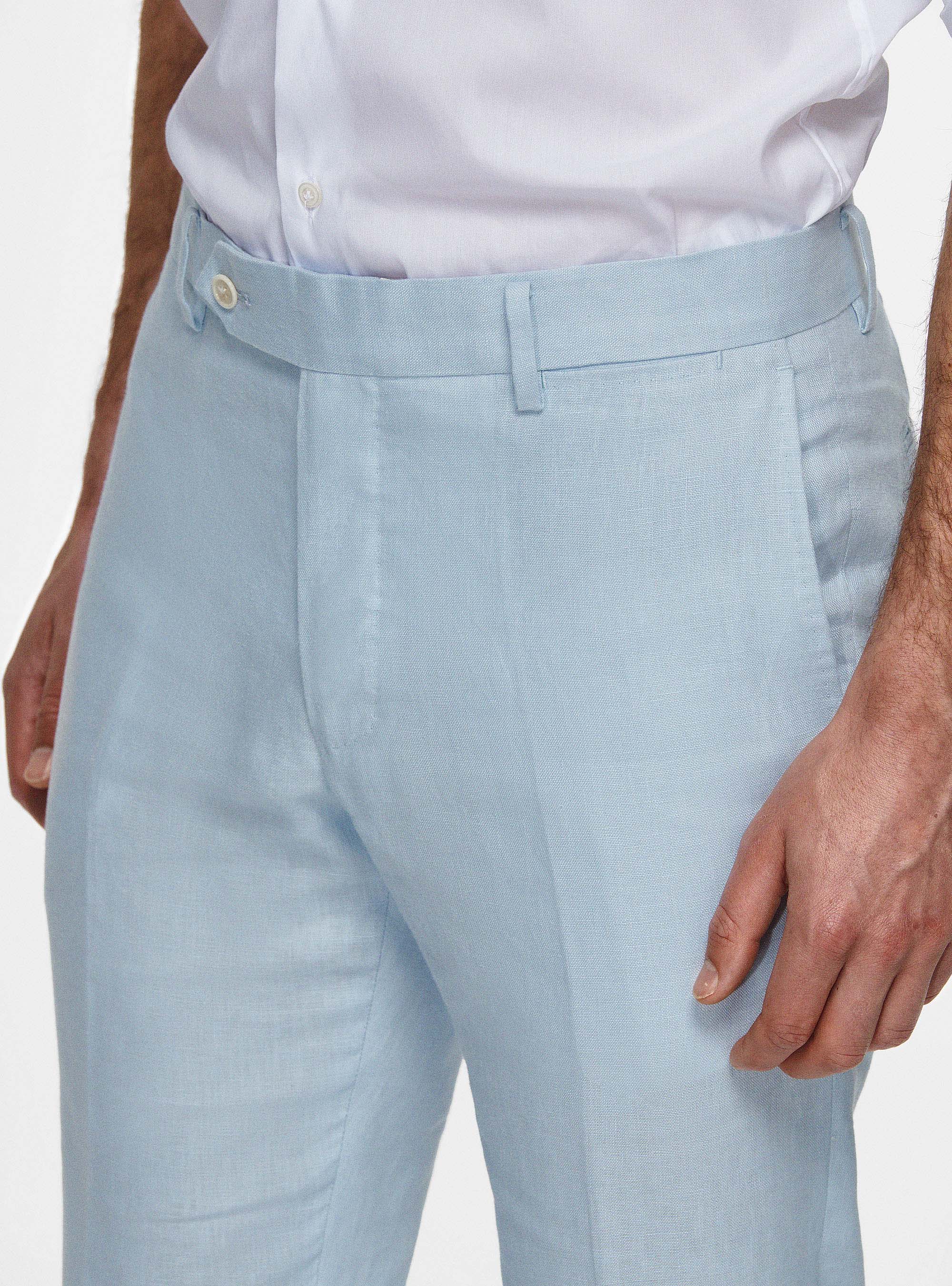 Pantalon en lin pur, BLEU CIEL