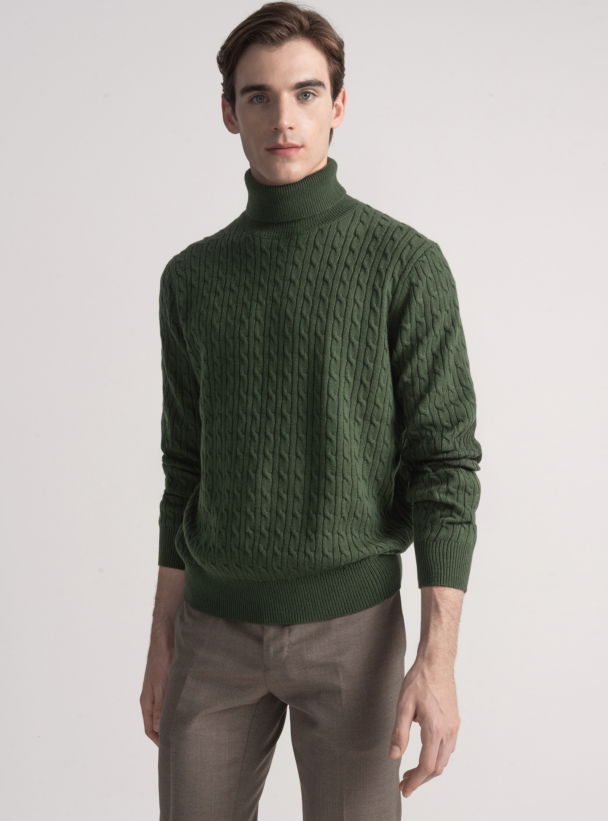 Wool-blend turtleneck sweater with braid, MILITARE 0609C