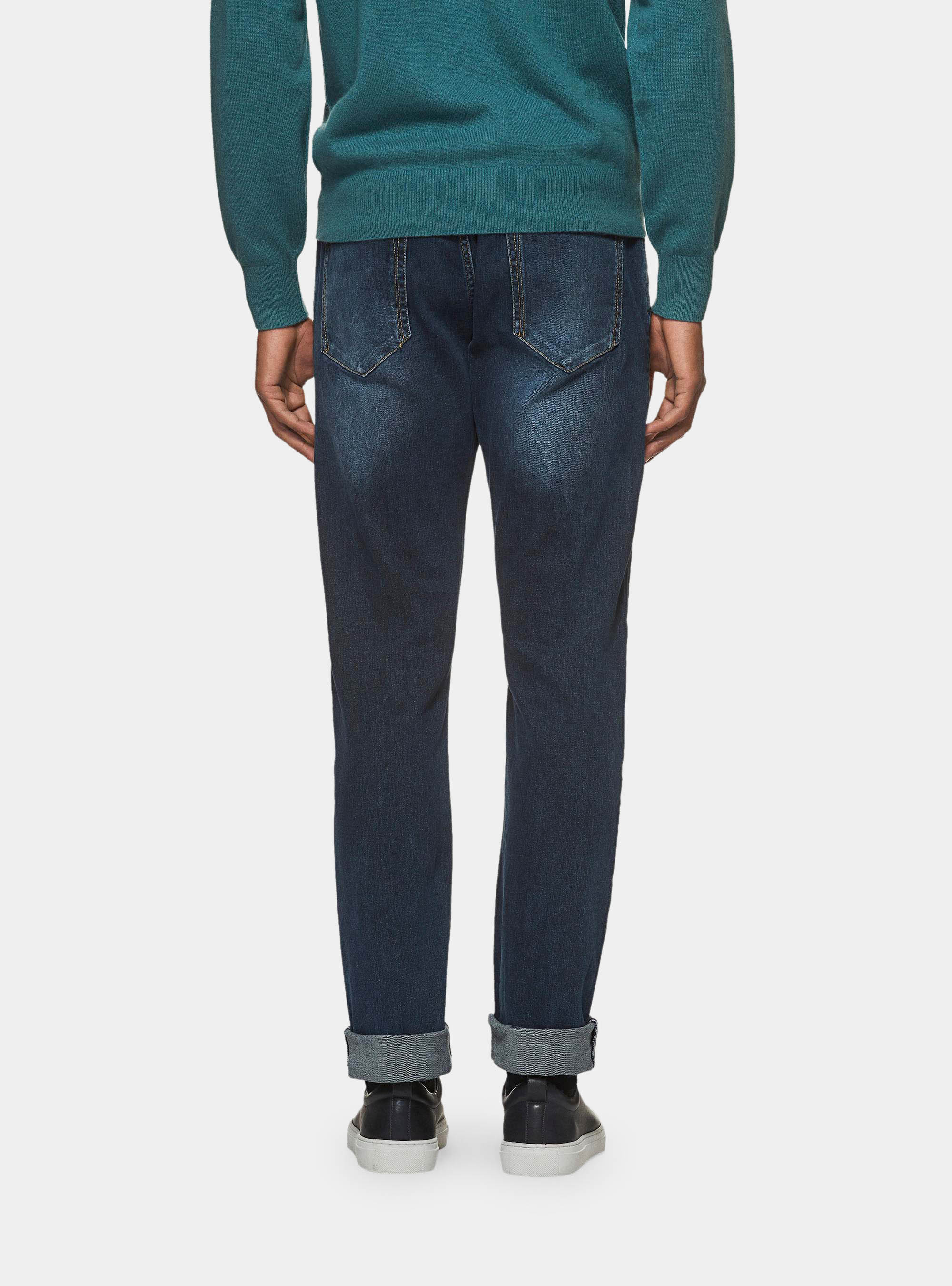 Pantaloni denim stretch regular fit, BLU NAVY