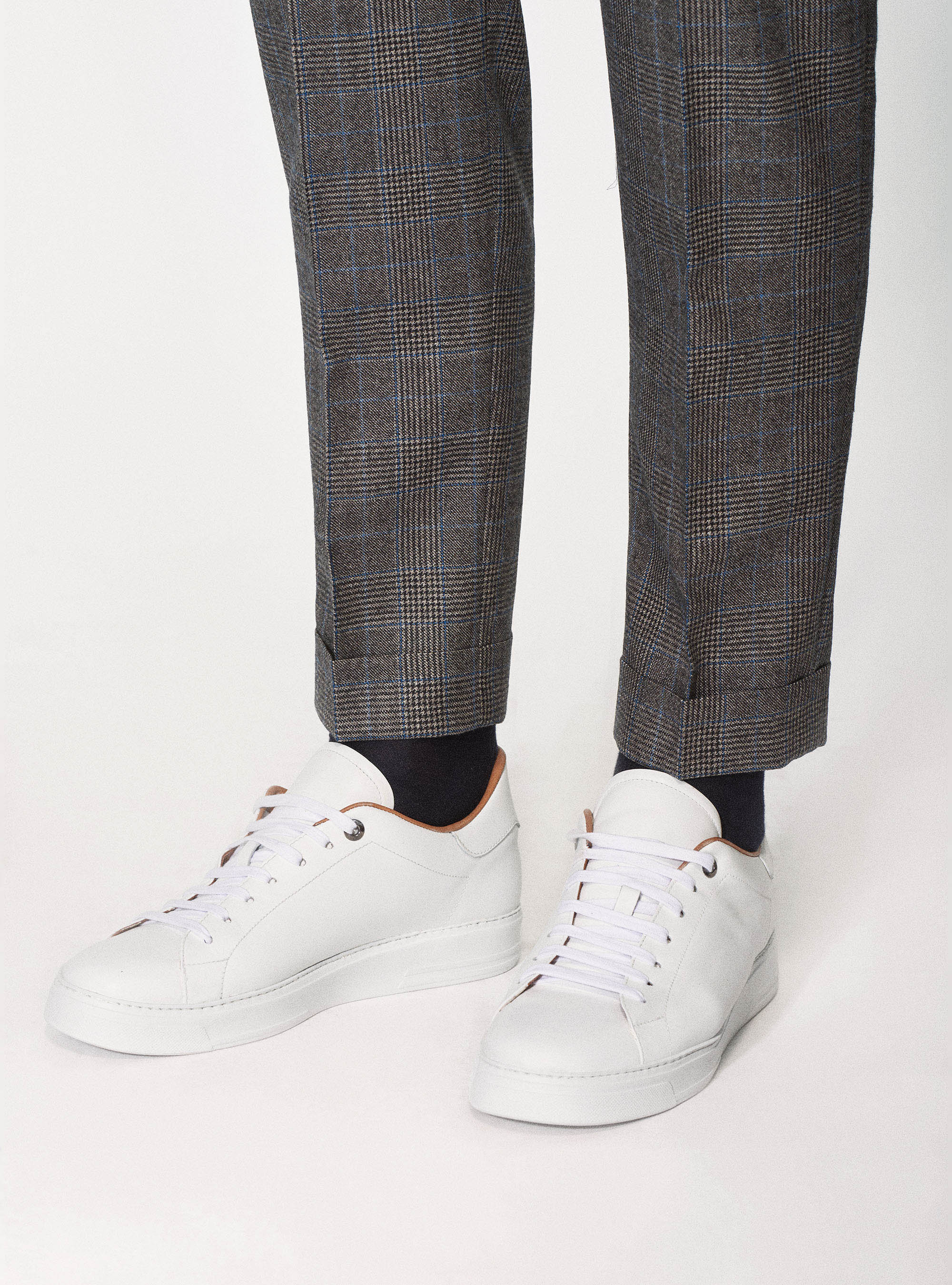 Pantaloni per abito principe di Galles in 100% lana Vitale Barberis Canonico, FANGO