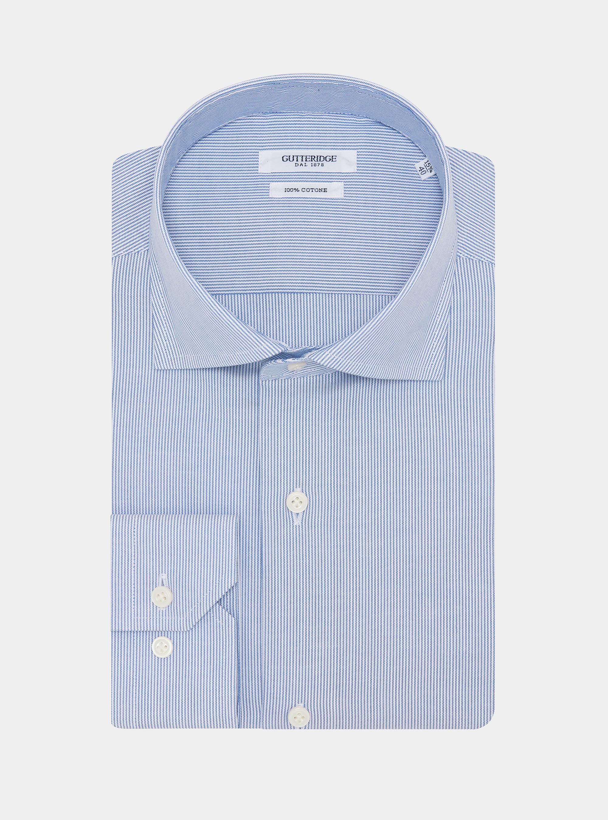 Striped shirt in textured cotton, BLUE
