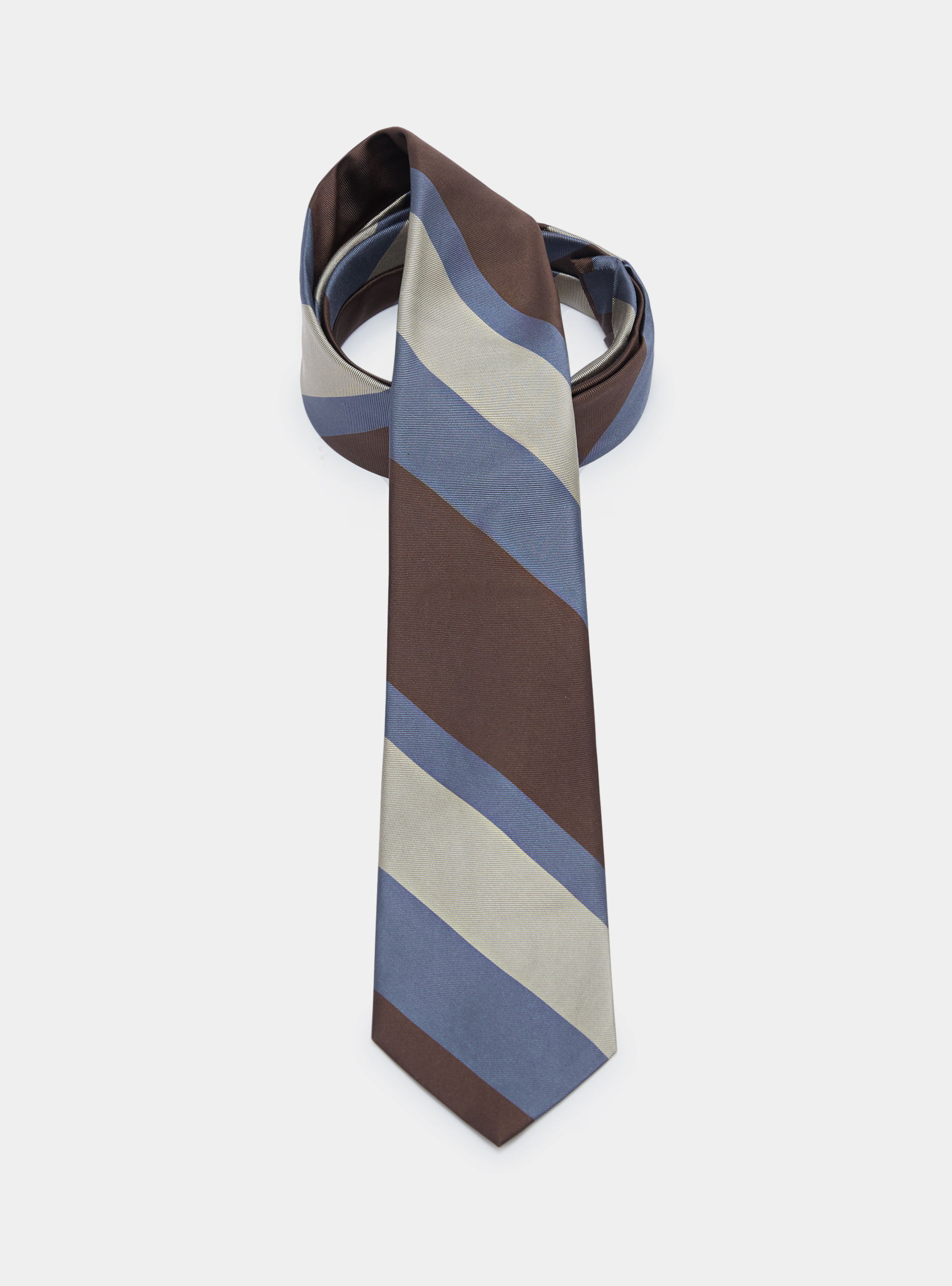 Regimental silk twill tie, BROWN