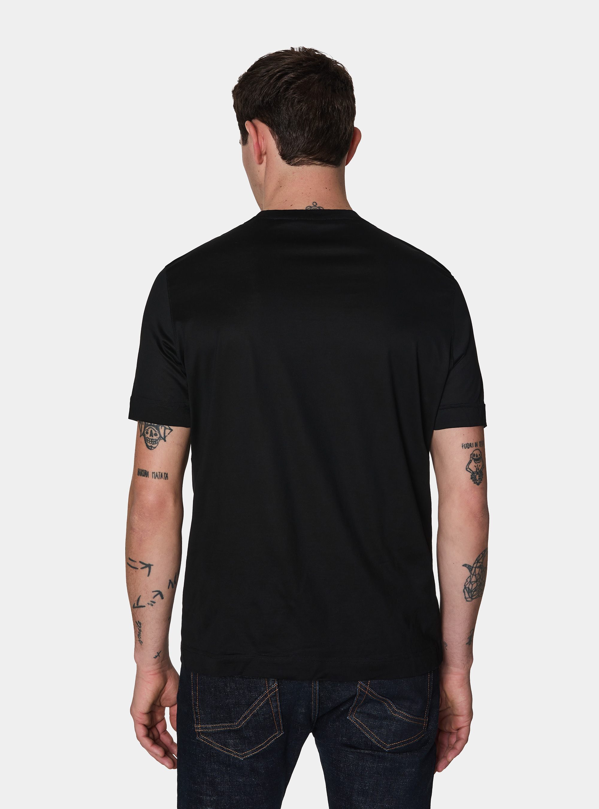 Short-sleeved T-shirt in lisle yarn, BLACK
