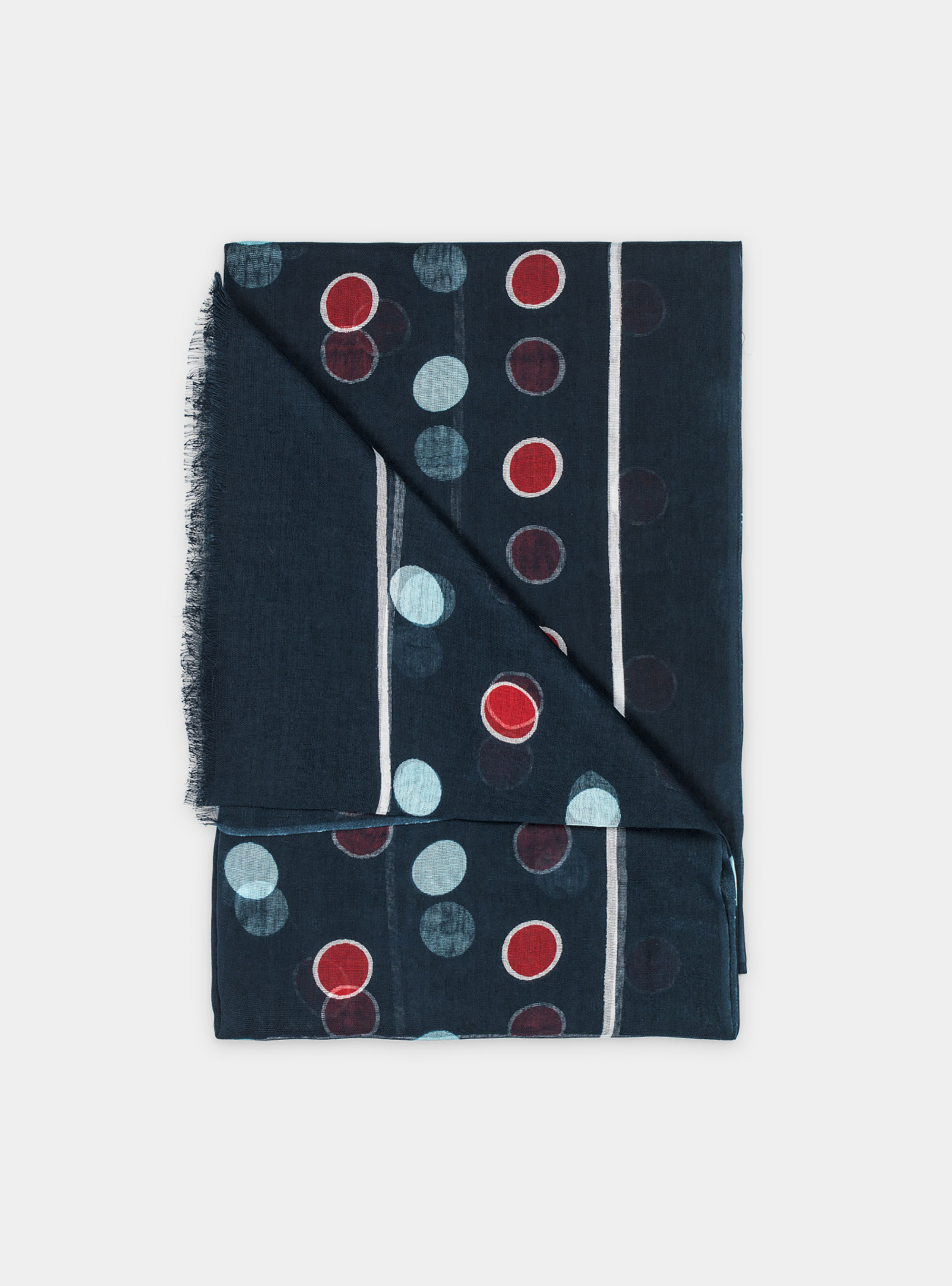 Polka dot cotton scarf, NAVY BLUE