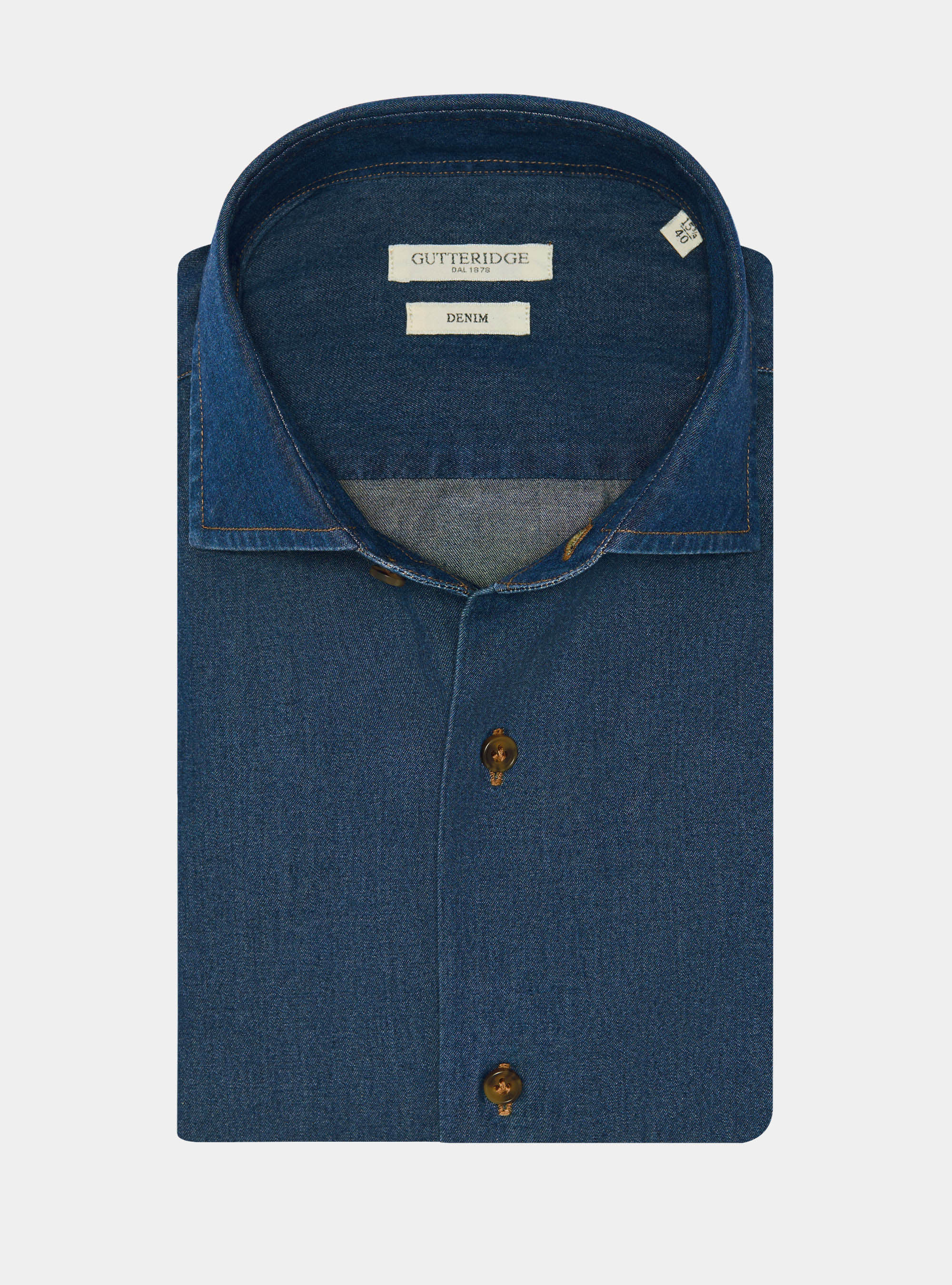 Camisa de chambray de algodón, AZUL MARINO