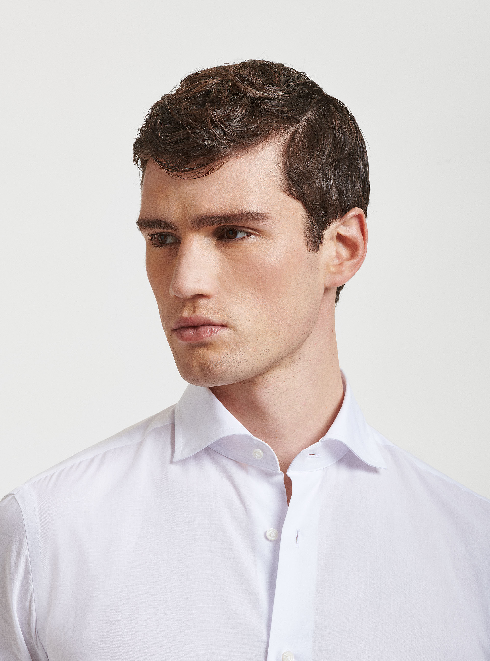 Camisa slim fit fil a fil de algod&oacute;n, BLANCO