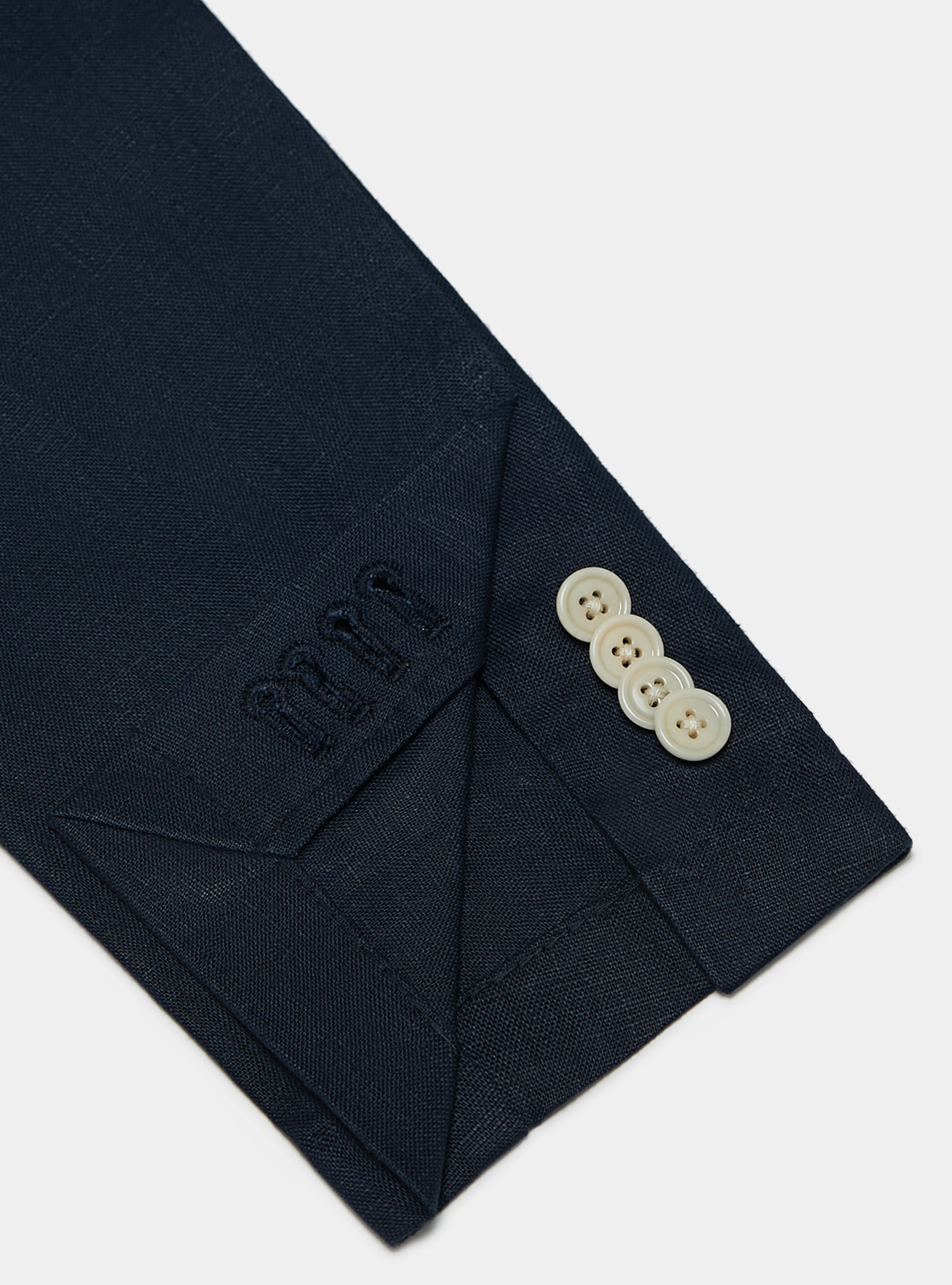 Linen double-breasted blazer, NAVY BLUE
