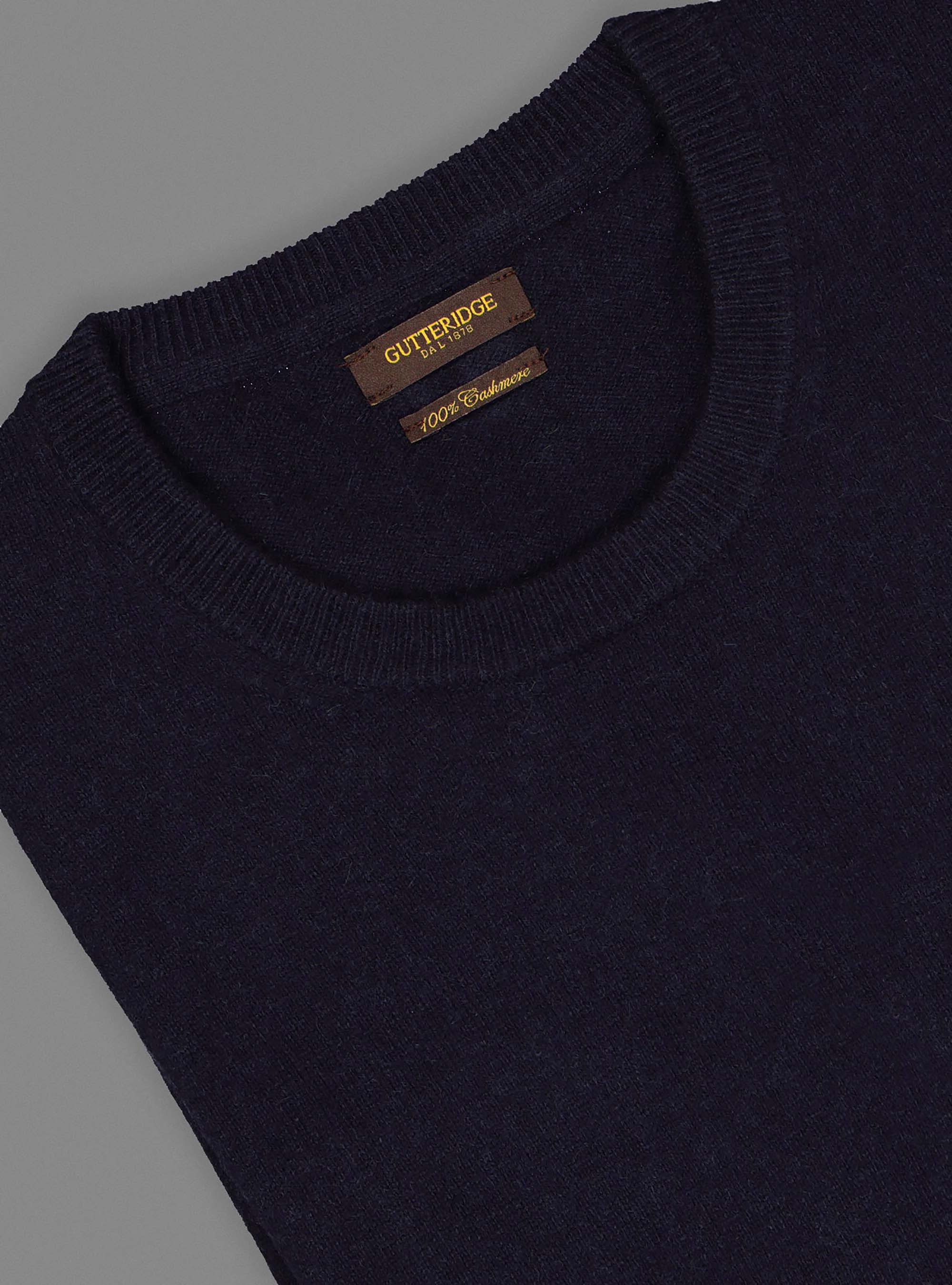 Maglia girocollo basic in puro cashmere, NAVY BLUE