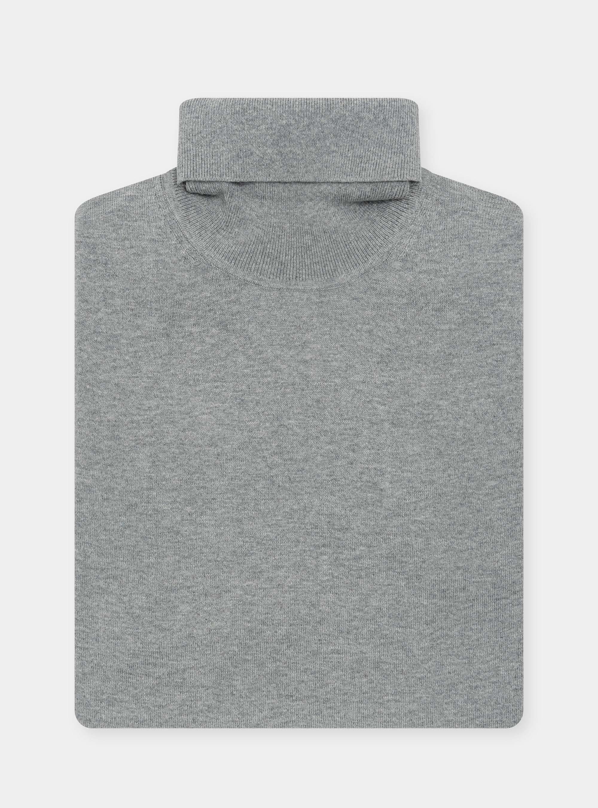 Dolcevita in cotone seta e cashmere, GRIGIO MELANGE 0151C