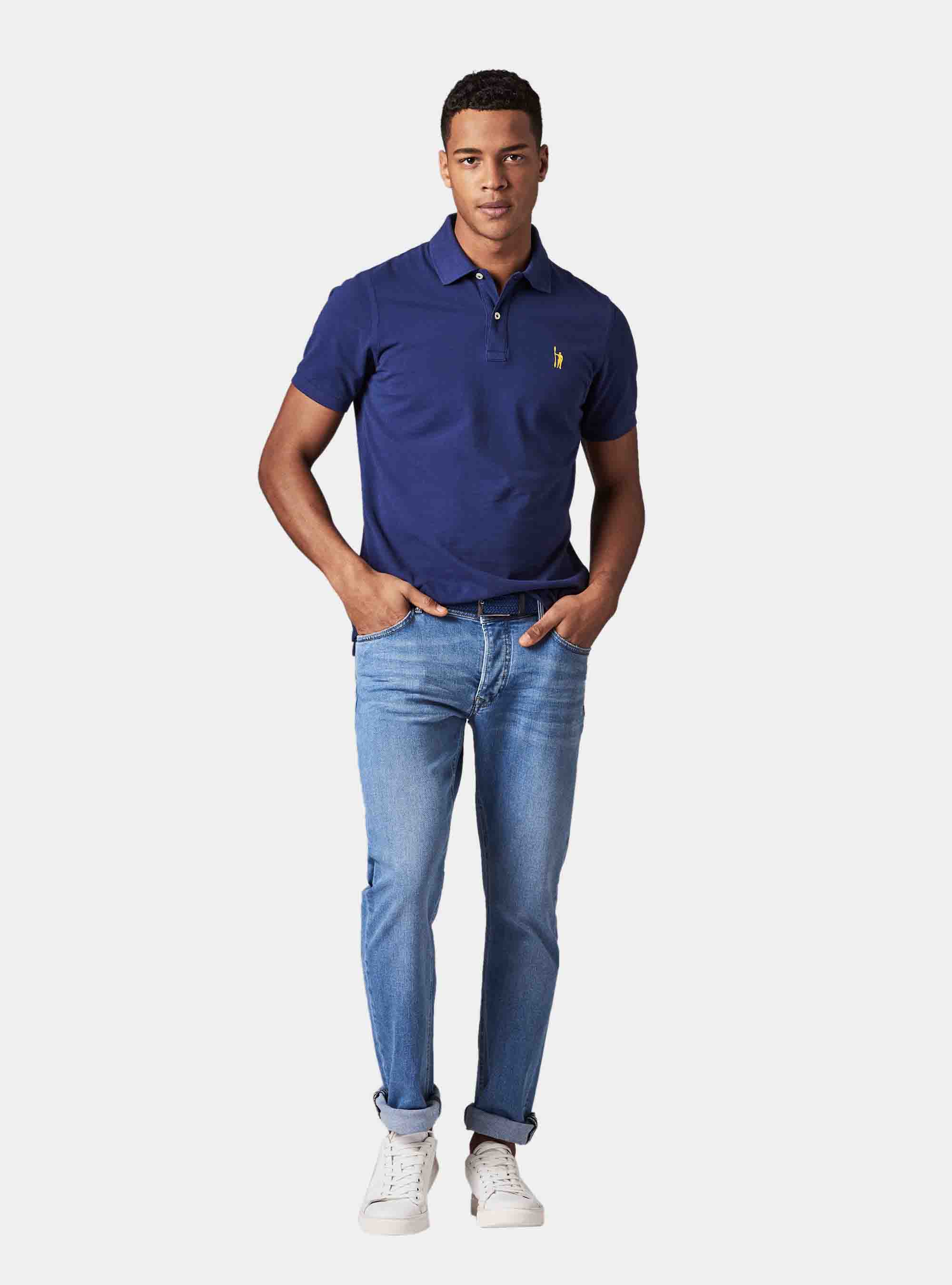 Polo básico en piquet, AZUL MEDIO