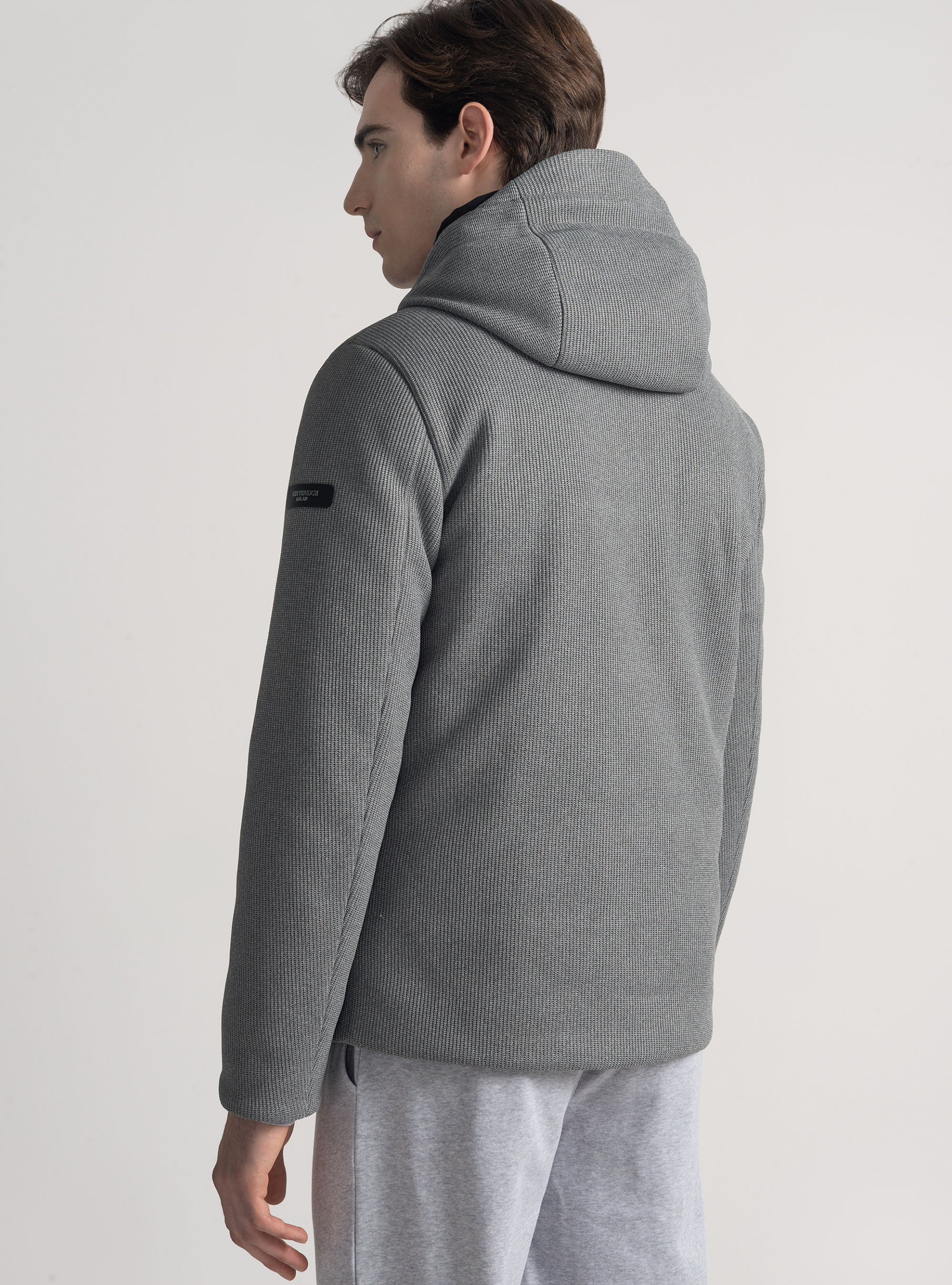 Giubbotto tecnico imbottito con cappuccio, GRIGIO MELANGE 0151C