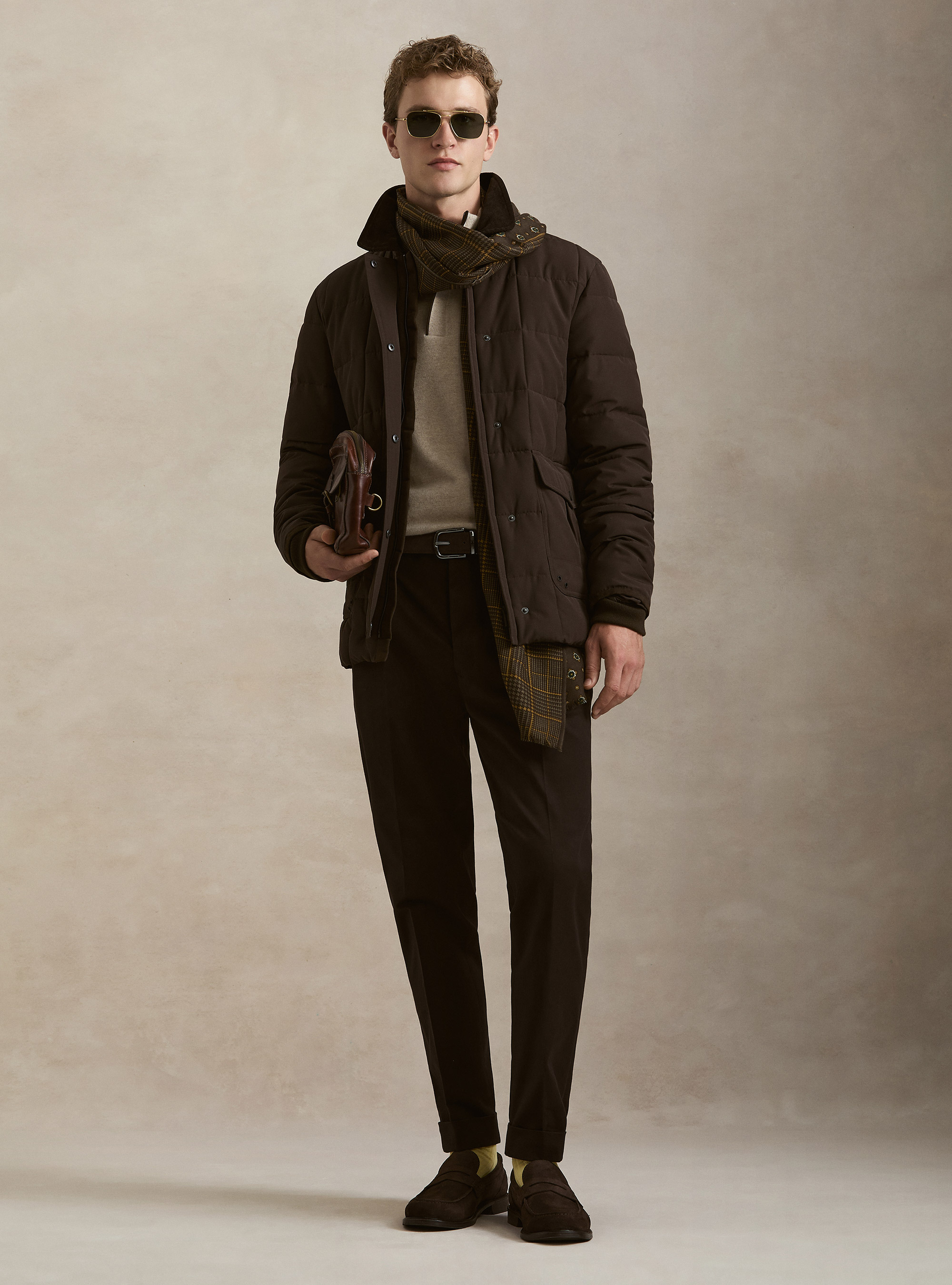 Classic quilted shirt-collar jacket, MARRONE 0508C
