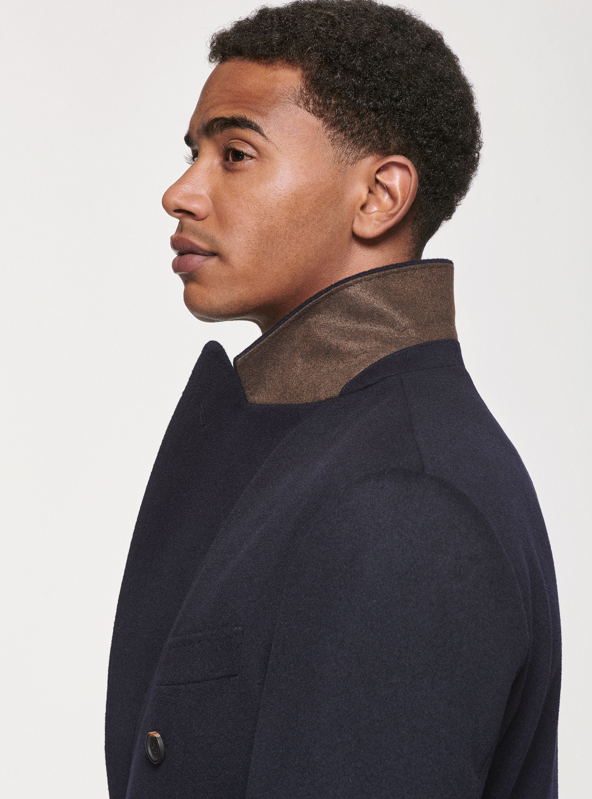 Wool and cashmere double-breasted coat, NAVY BLUE