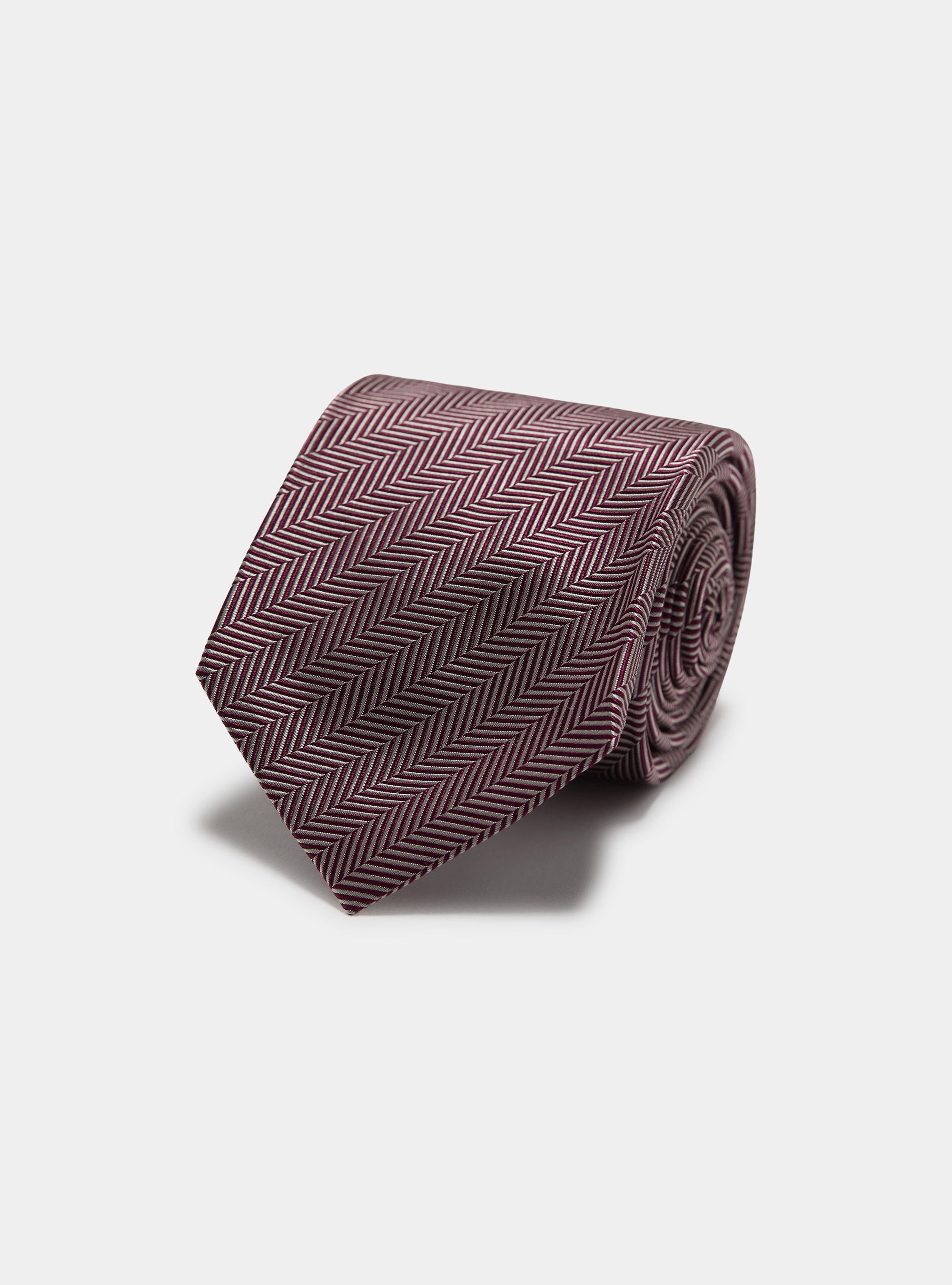Cravatta herringbone in seta, BORDEAUX 0304C