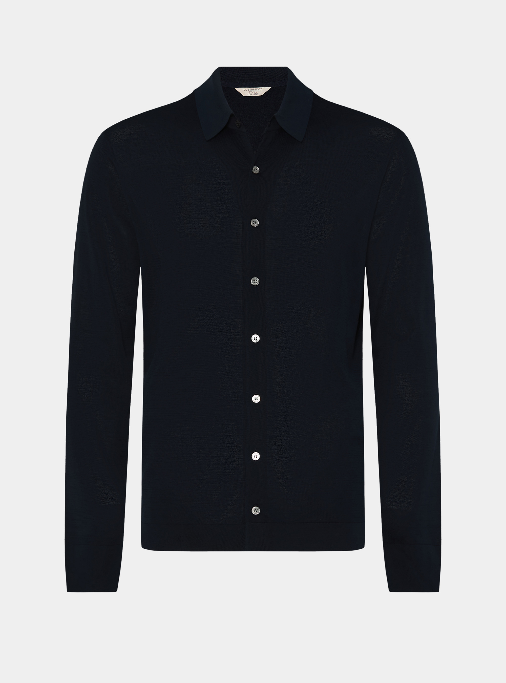 Polo camicia in cotone e seta, BLU NAVY