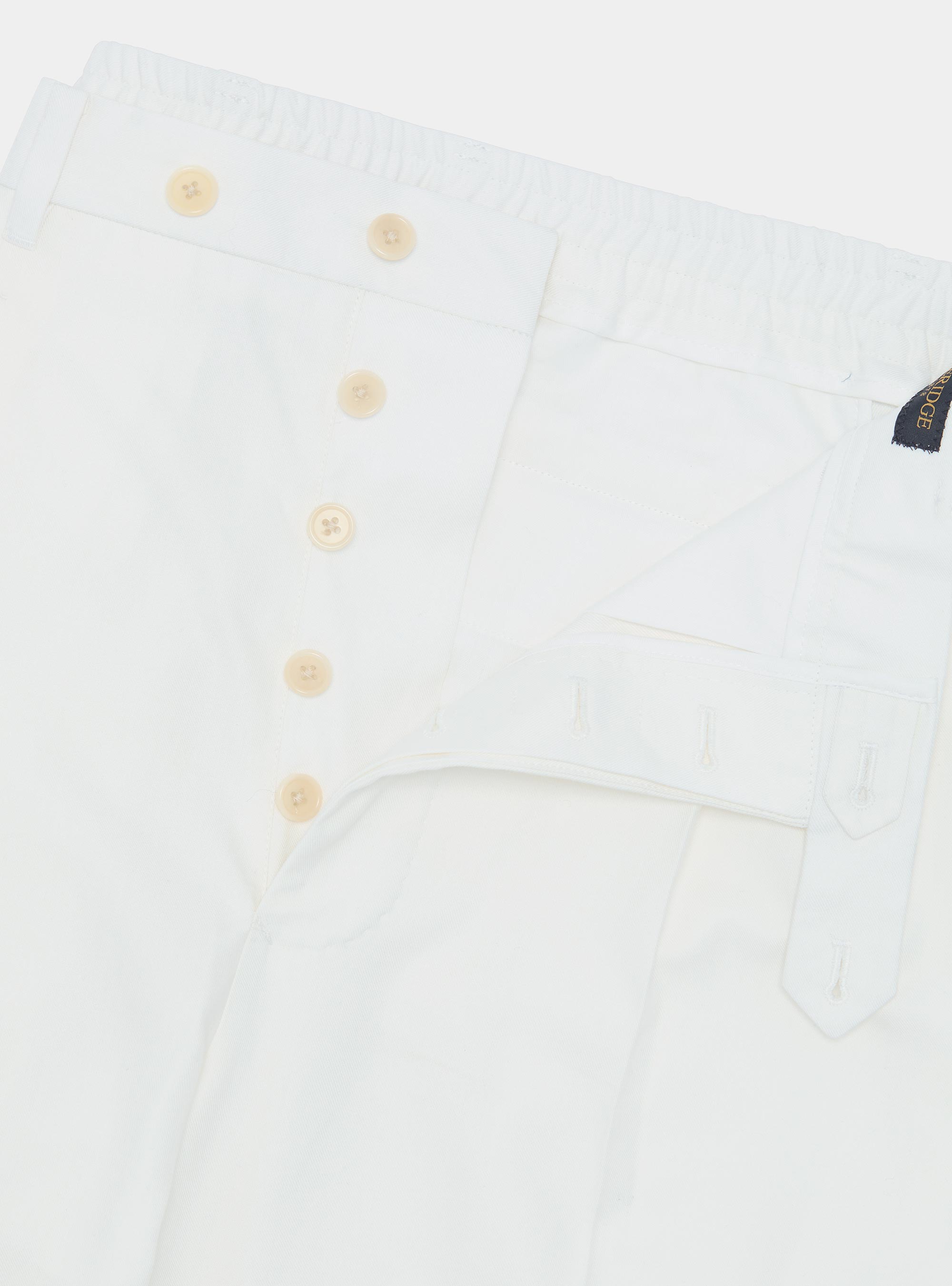 Trousers with pleats and elastic waistband in cotton tencel, WHITE