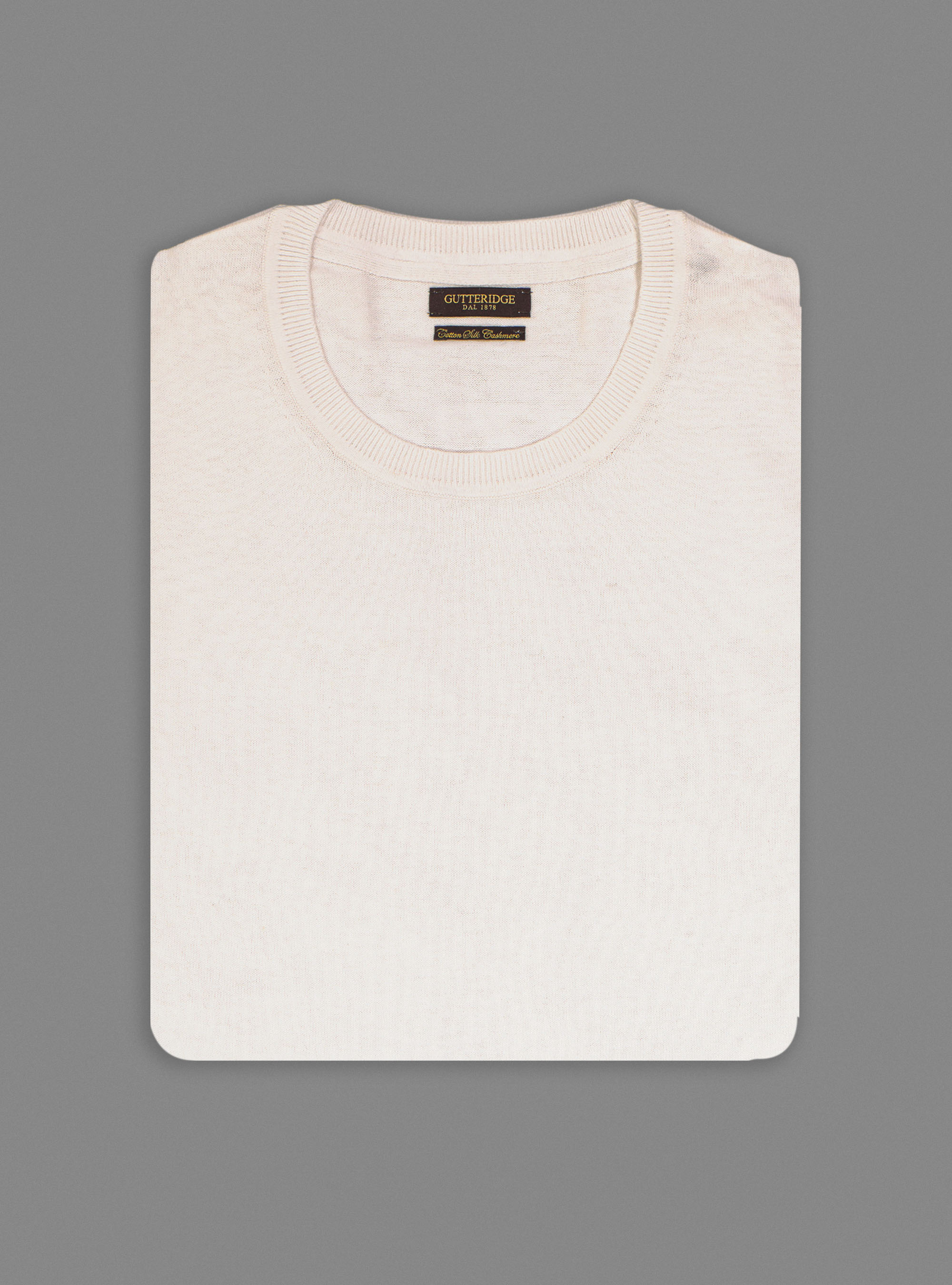 Cotton silk and cashmere round neck basic jersey, WHITE