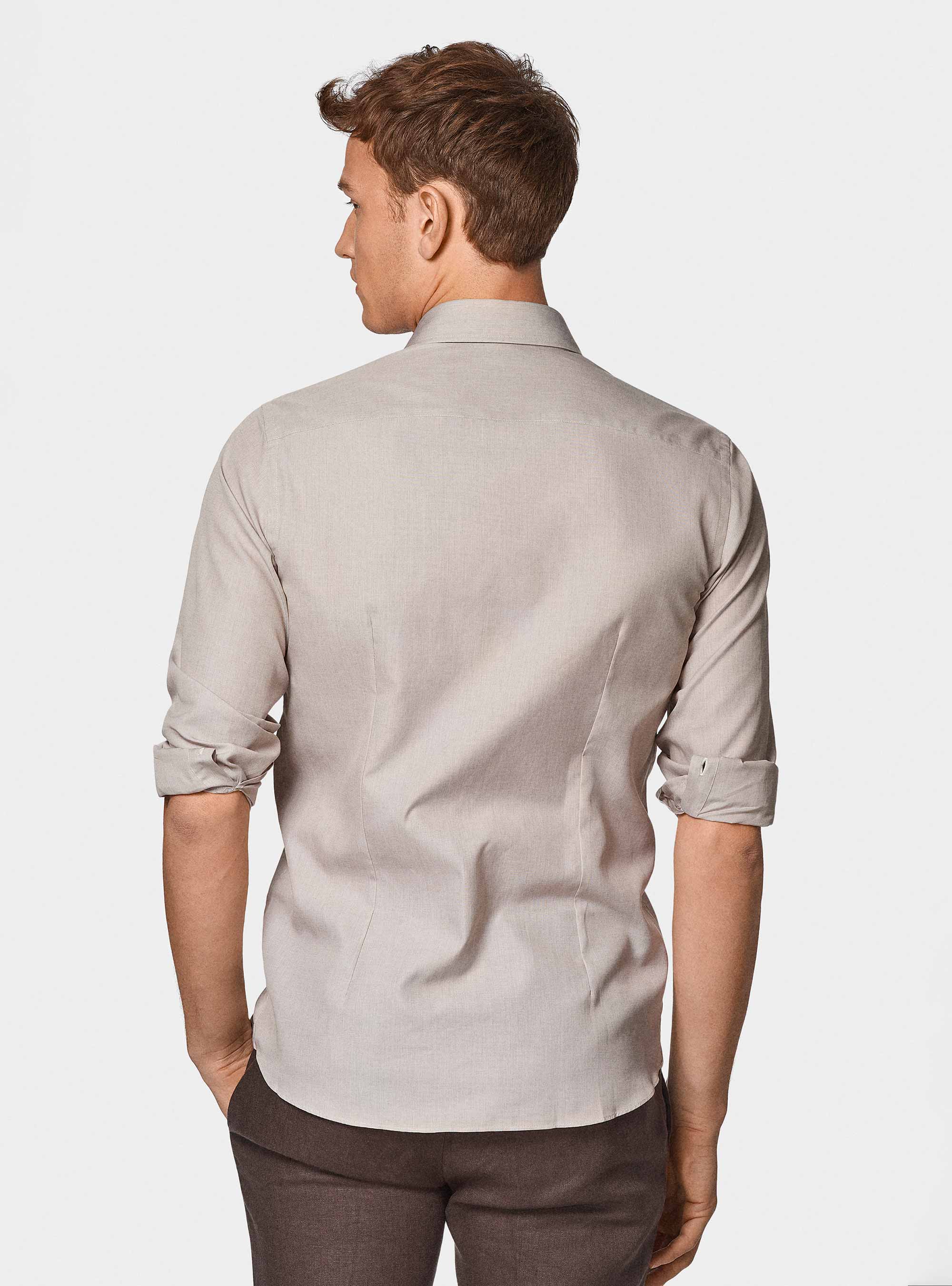 Cotton fil a fil shirt, SAND