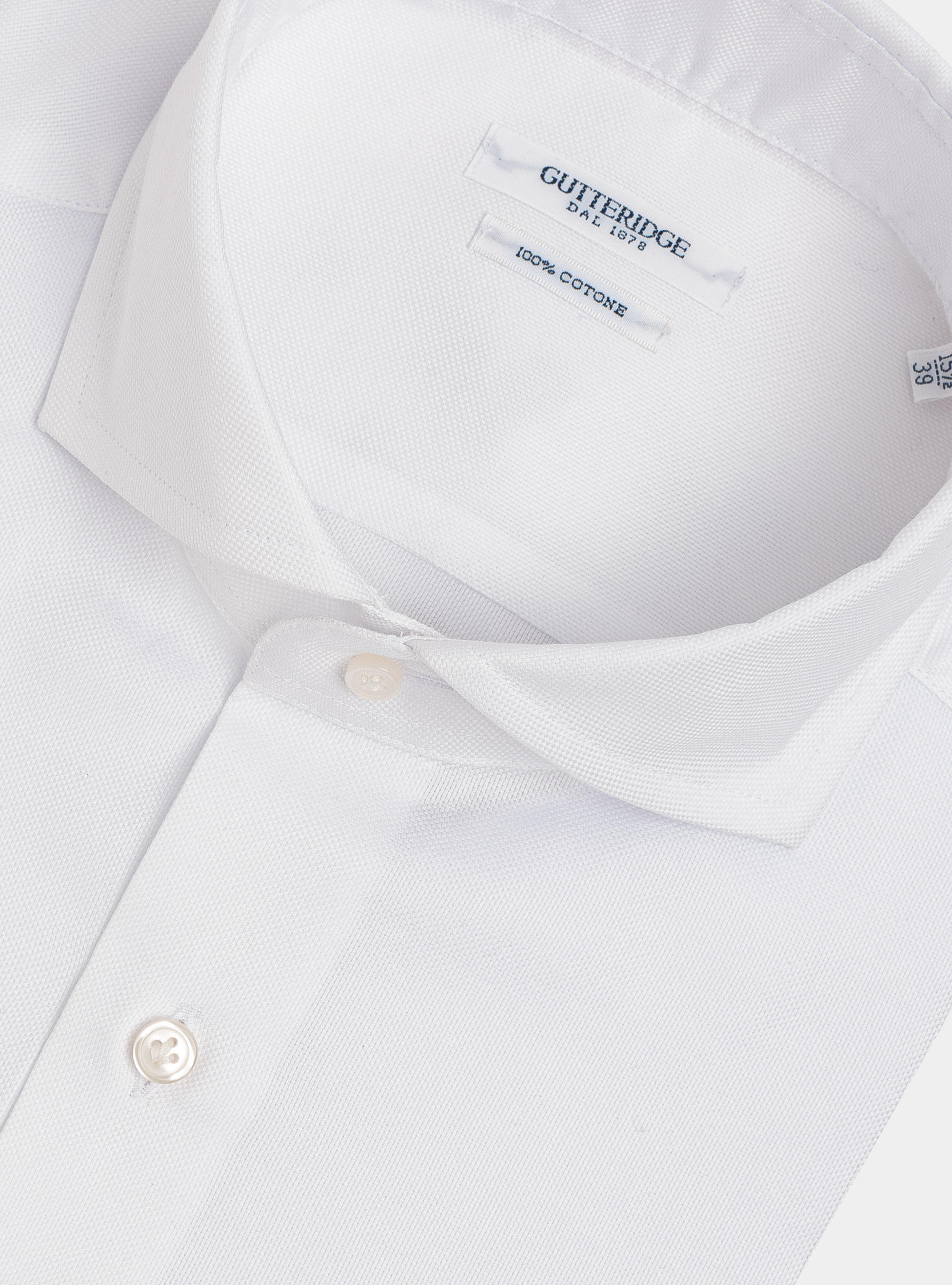 Camicia collo francese in oxford di cotone, BIANCO