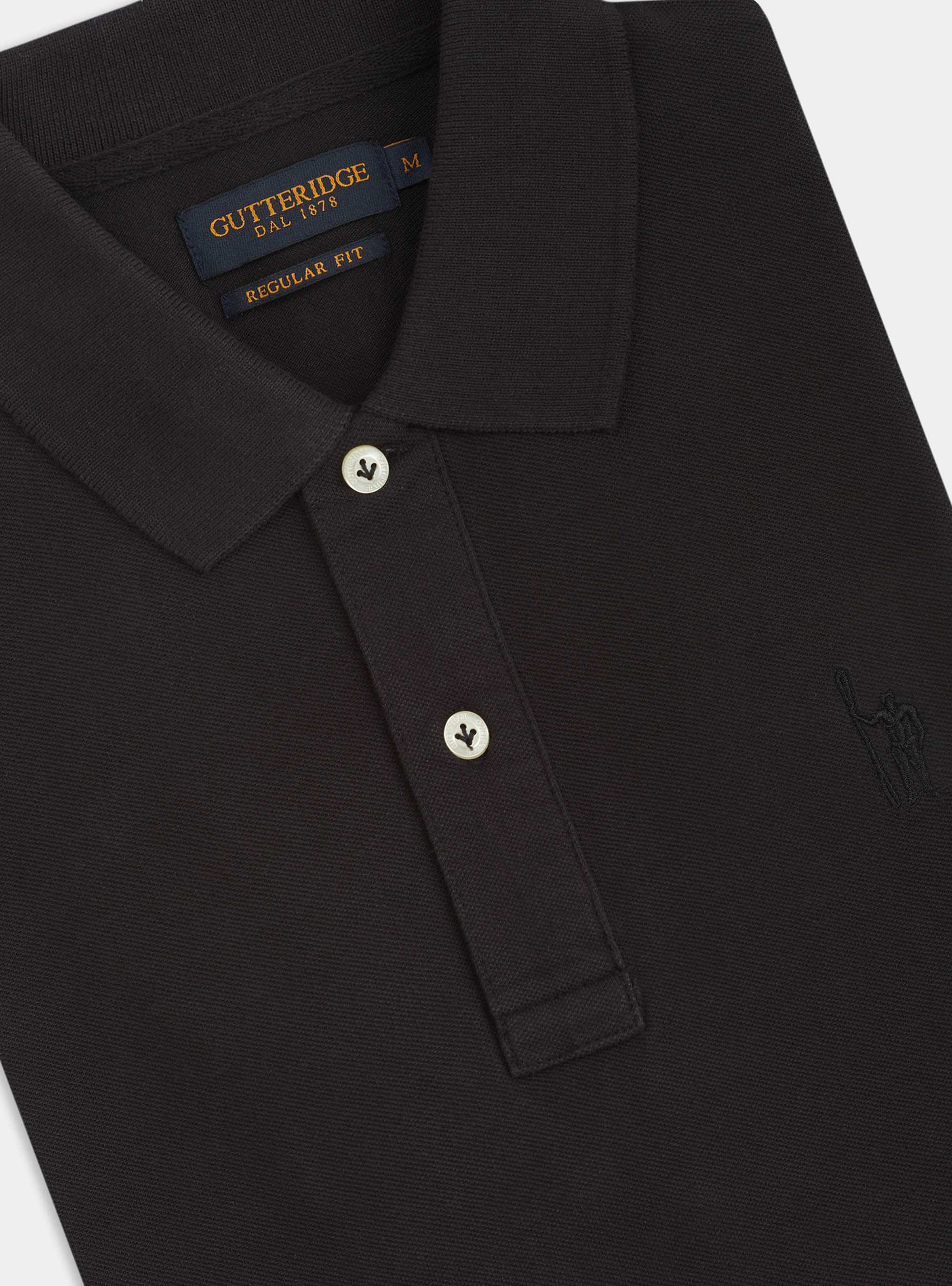 Polo classica con ricamo, NERO