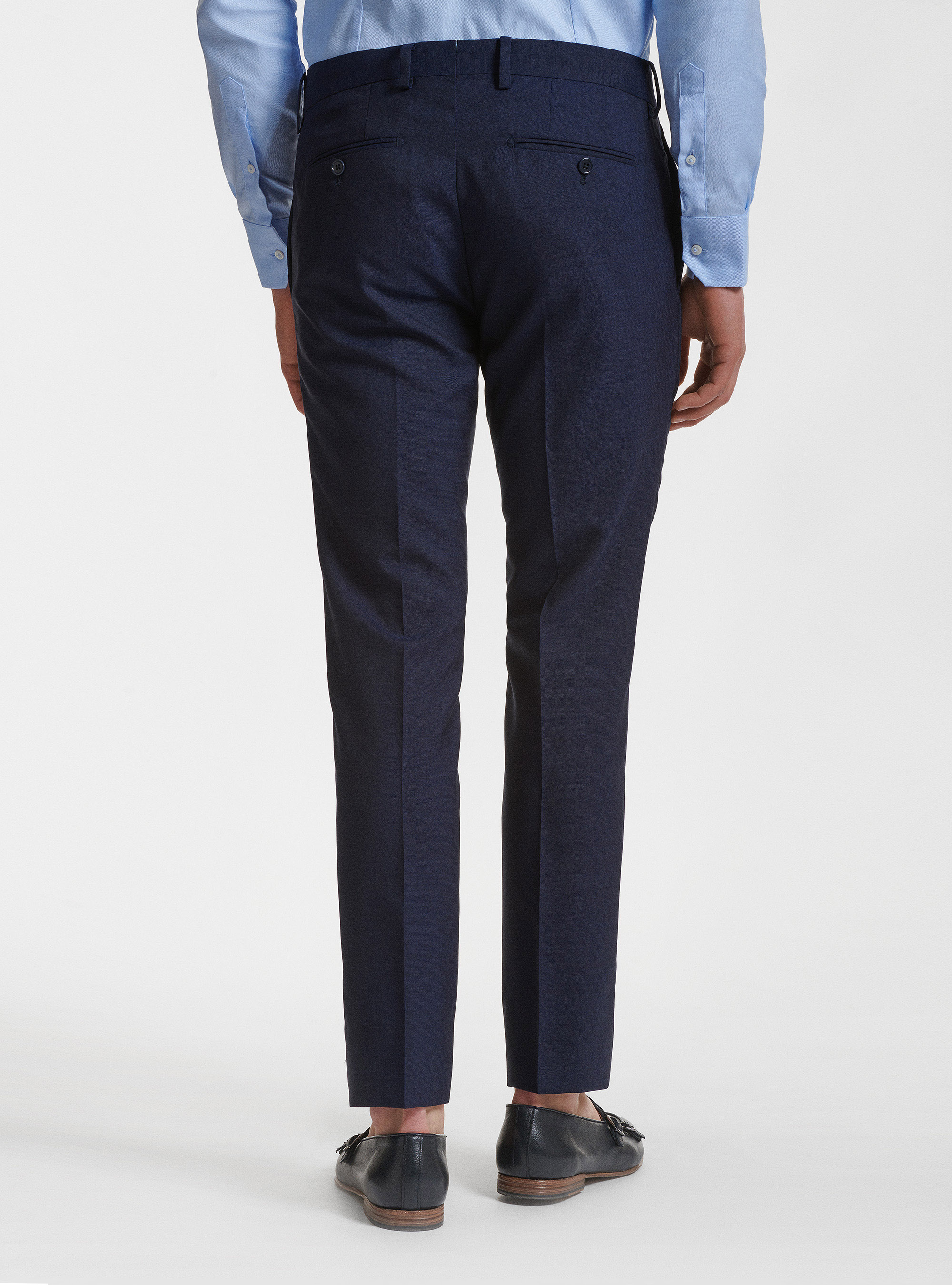 Pantaloni per abito drop 4 in pura lana Vitale Barberis Canonico, BLU NAVY