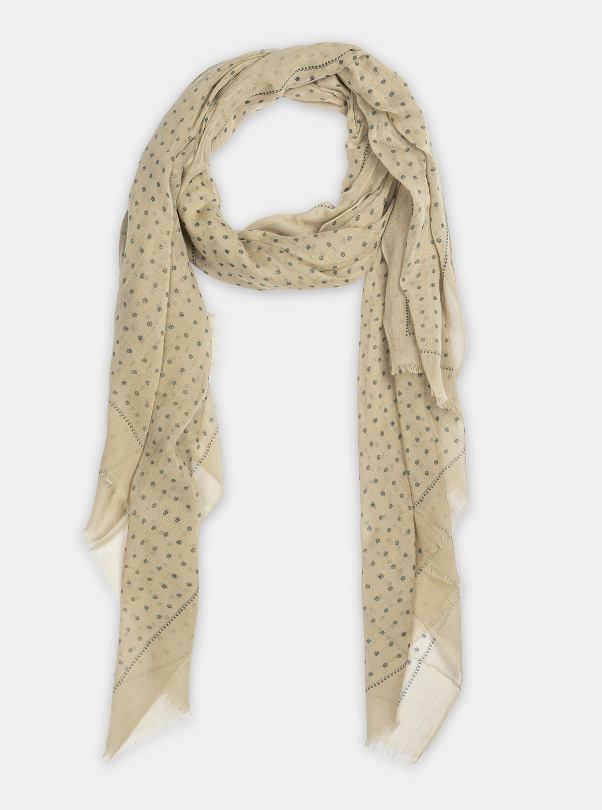 Little flower patterned scarf, ECRU