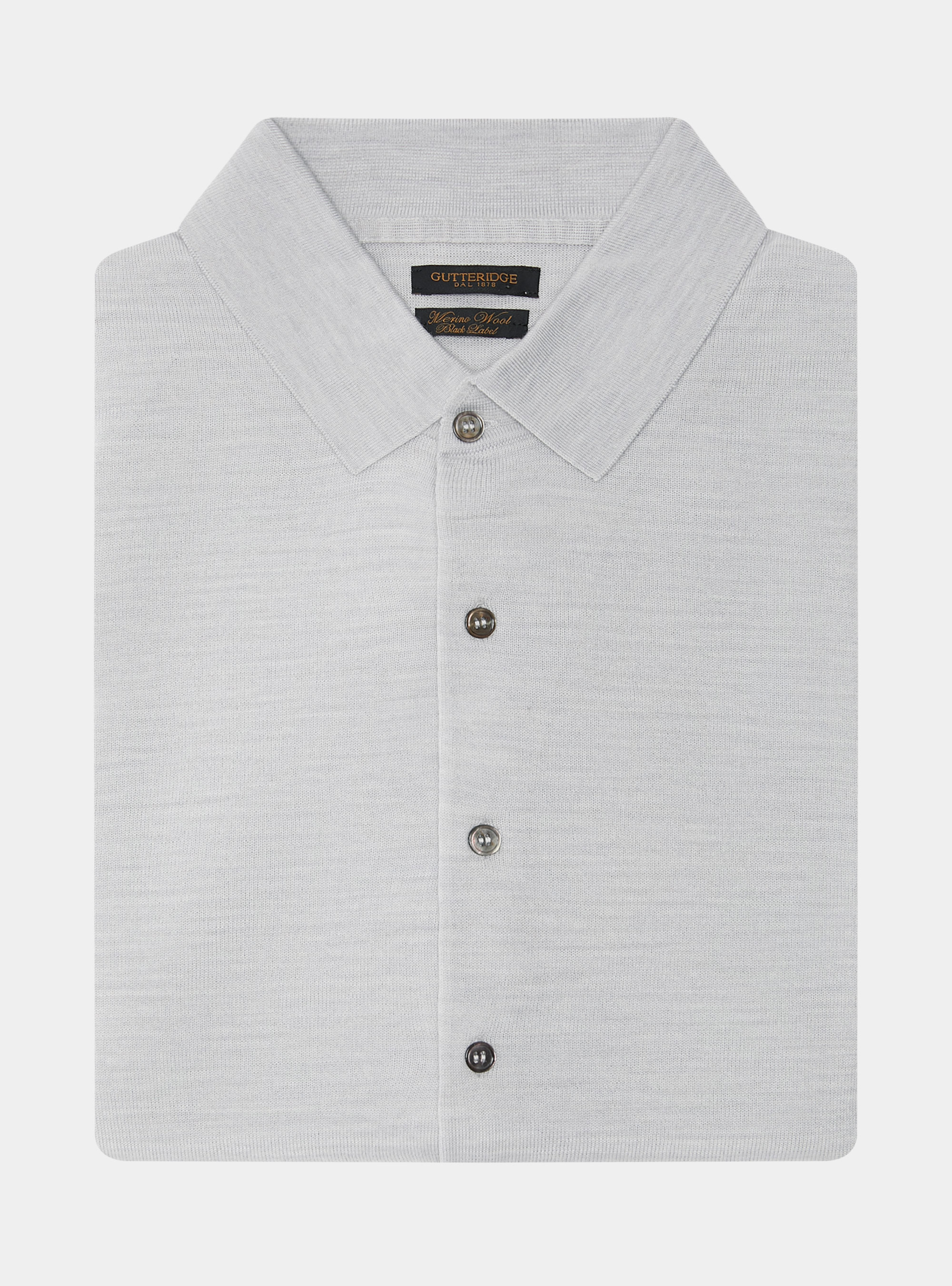 Camicia in maglia in pura lana merino extrafine, GRIGIO CHIARO MELANGE