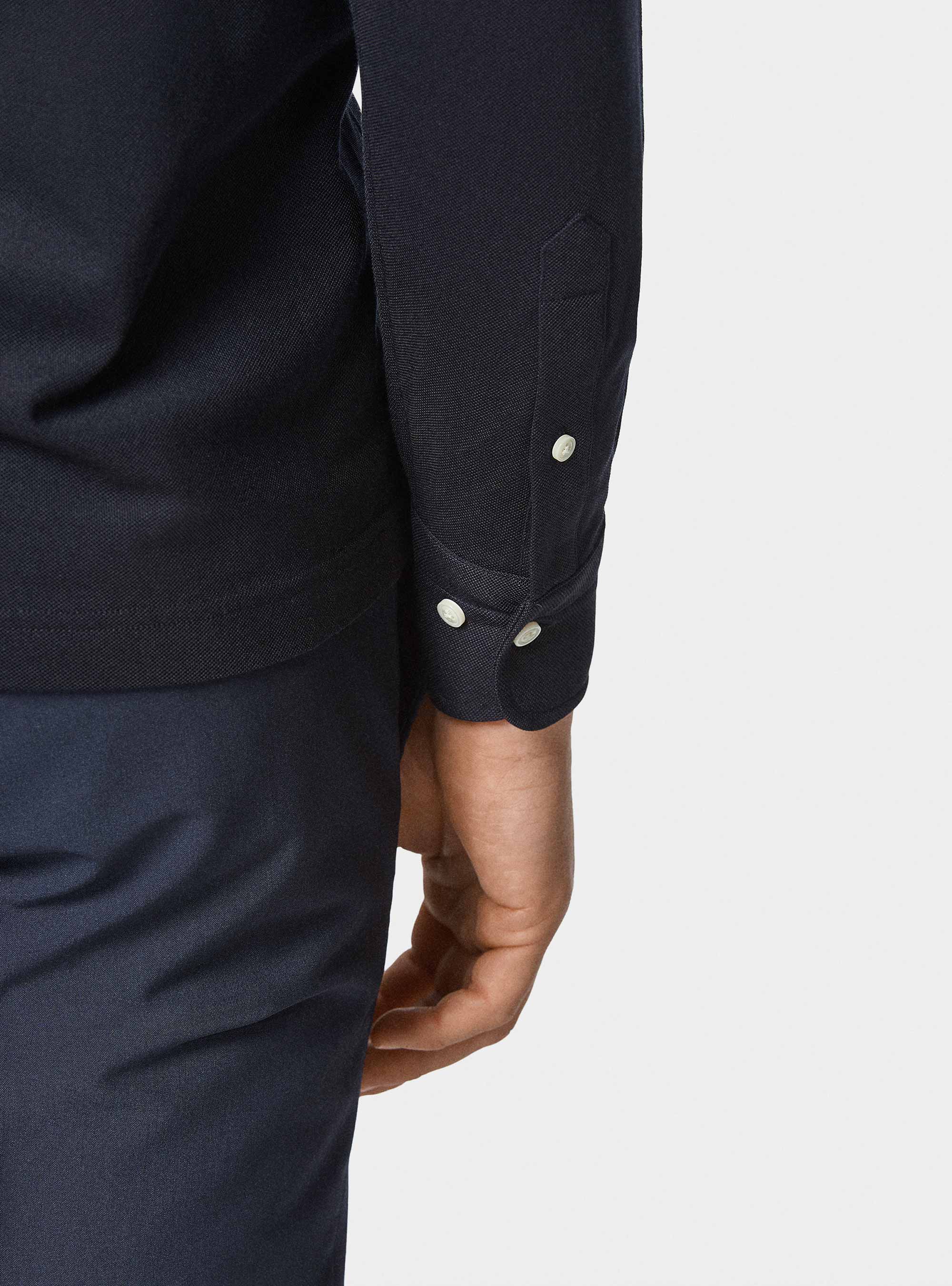 Camicia a polo GT01 in misto cotone piquet, BLU NAVY